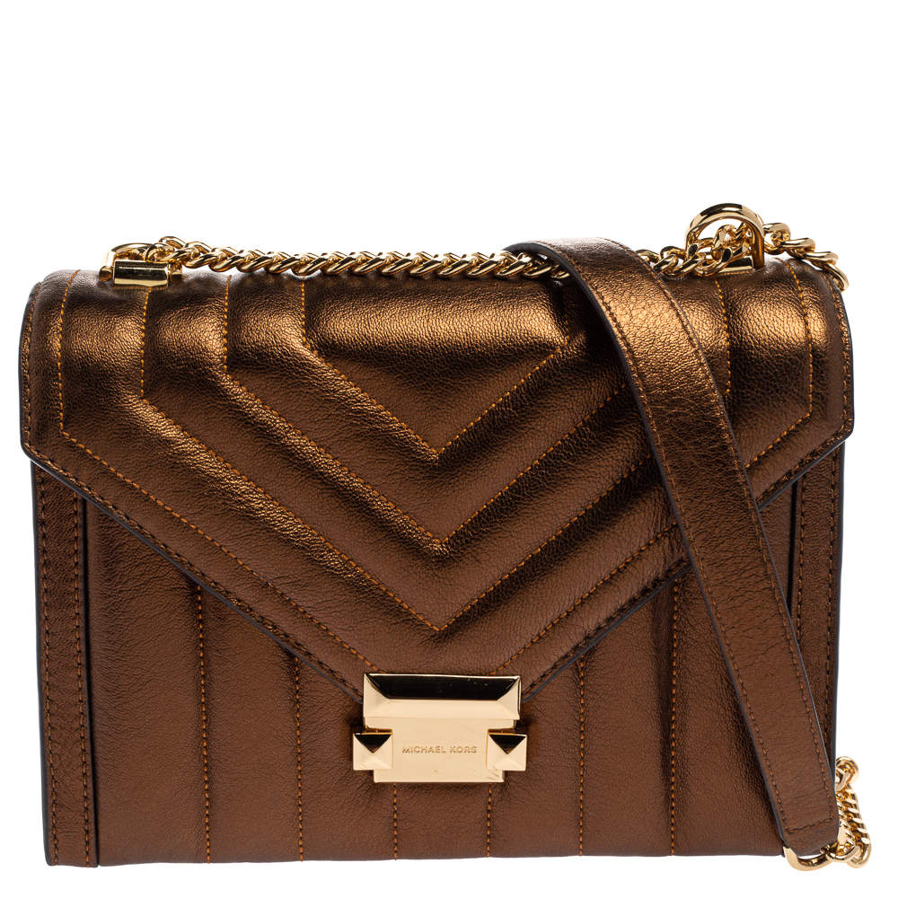 مملوكة مسبقًا حقيبة كتف مايكل كورس وايتني جلد مبطنة وردية نود