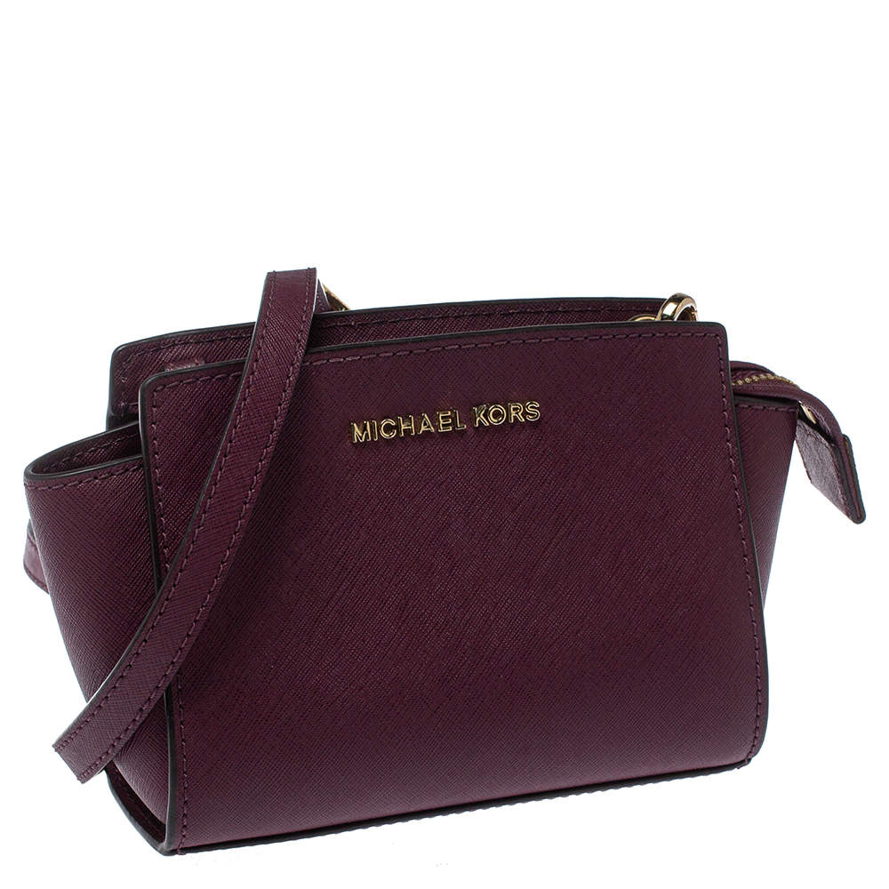 Michael Kors Purple Leather Mini Selma Crossbody Bag Michael Kors