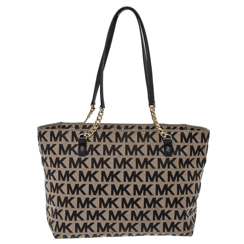 MICHAEL Michael Kors Beige/Black Canvas Tote Michael Kors | TLC