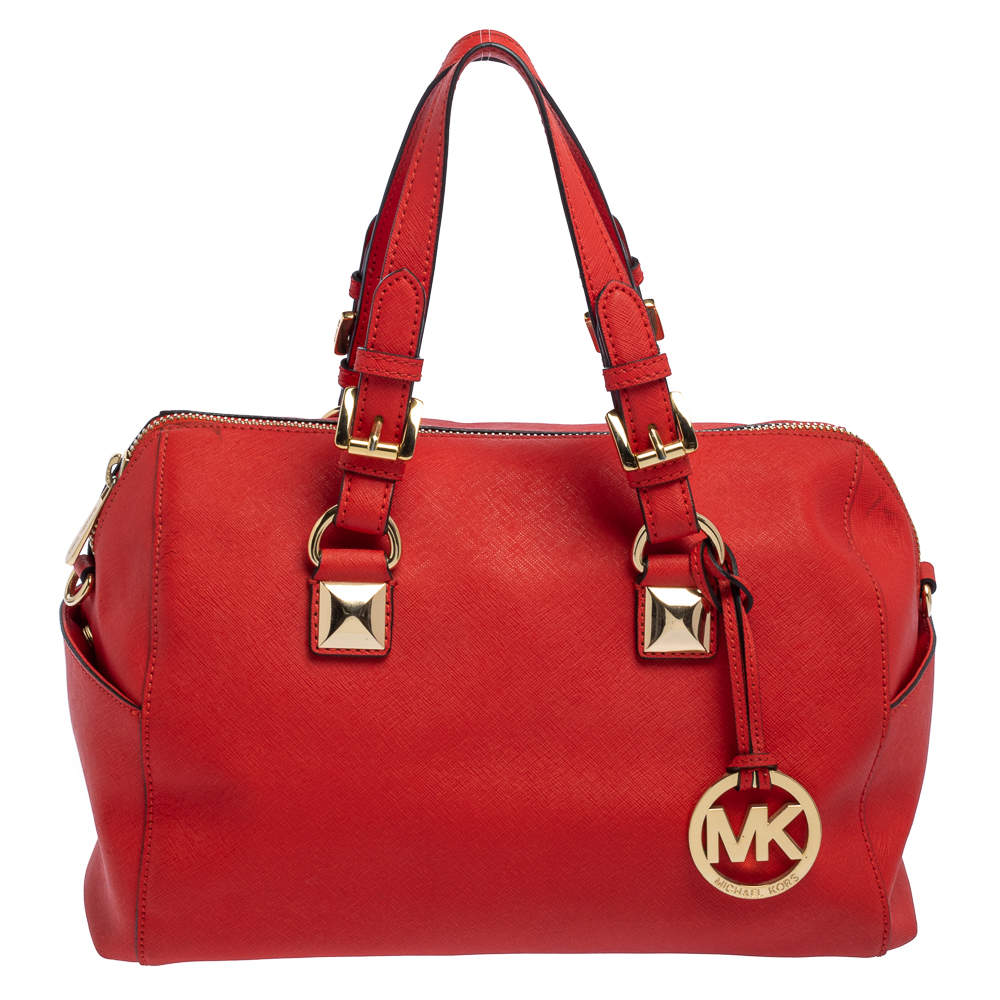 MICHAEL Michael Kors Red Saffiano Leather Boston Bag