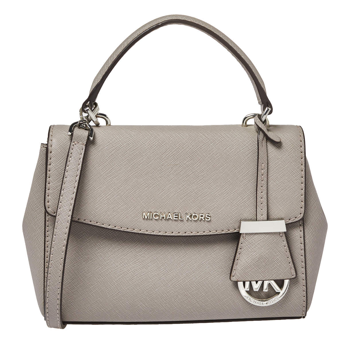 Pre Owned Michael Kors Grey Leather Mini Ava Top Handle Bag