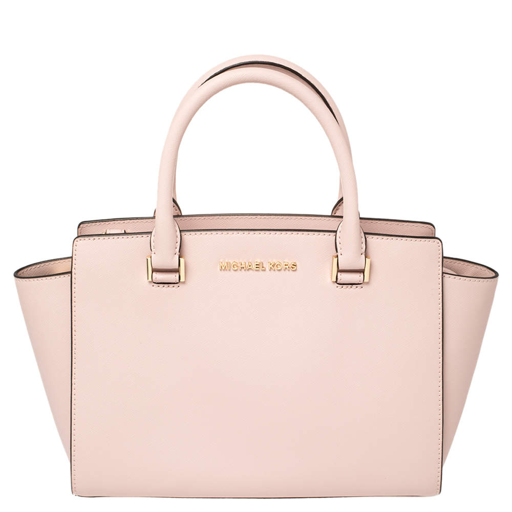 Pre Owned Michael Kors Pink Saffiano Leather Medium Selma Tote