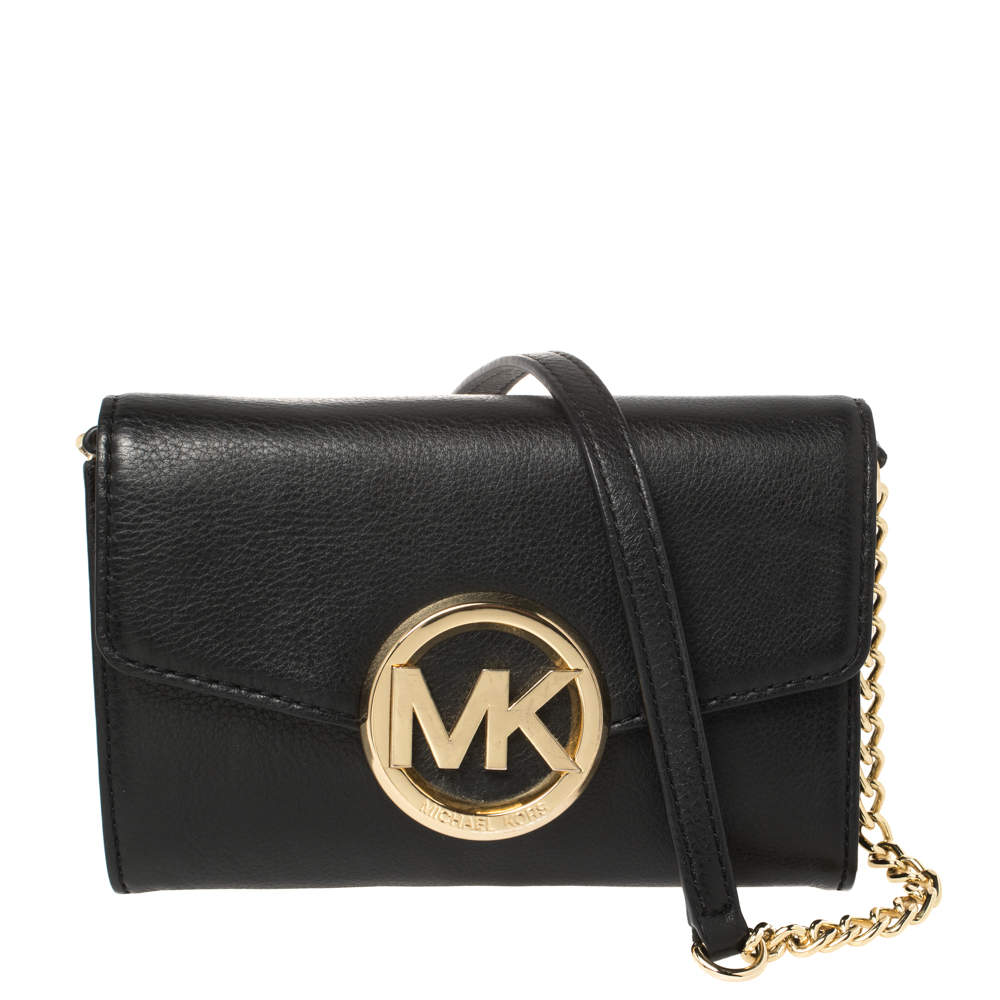 Pre Owned Michael Kors Black Leather Hudson Crossbody Bag