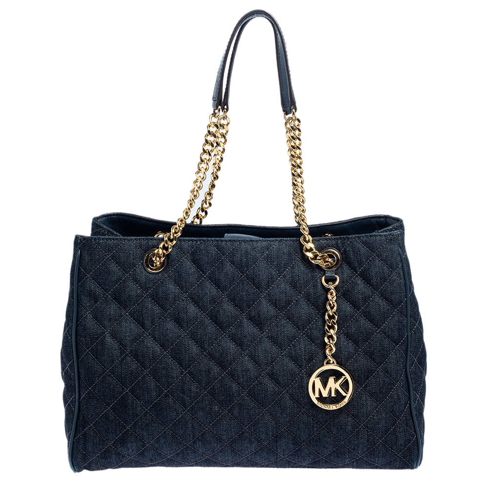 مملوكة مسبقًا Michael Kors Blue Quilted Denim Susannah Tote