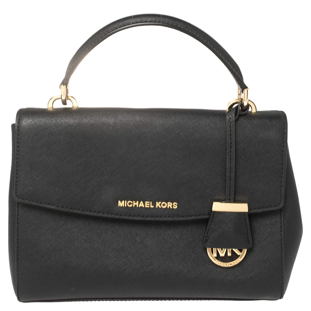Pre Owned Michael Kors Black Leather Small Ava Top Handle Bag