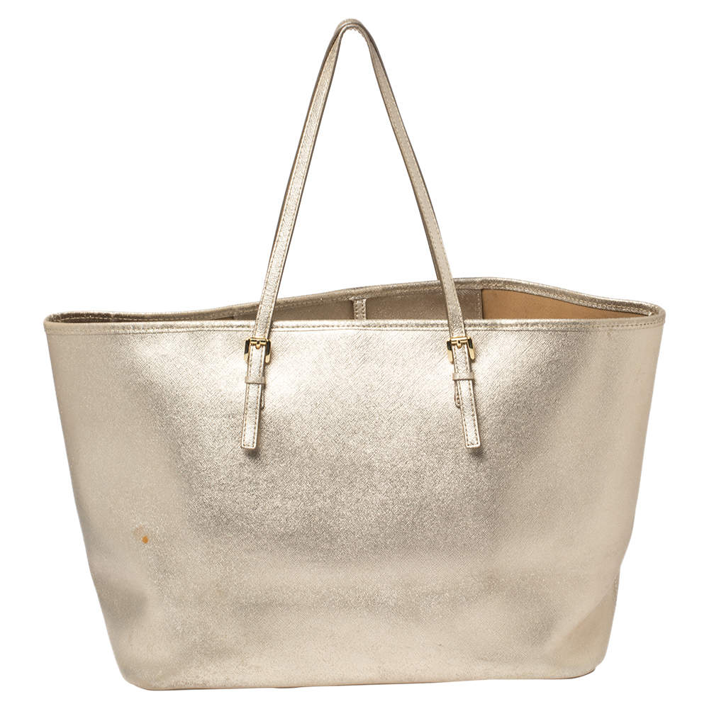 Michael kors metallic gold tote bag sale