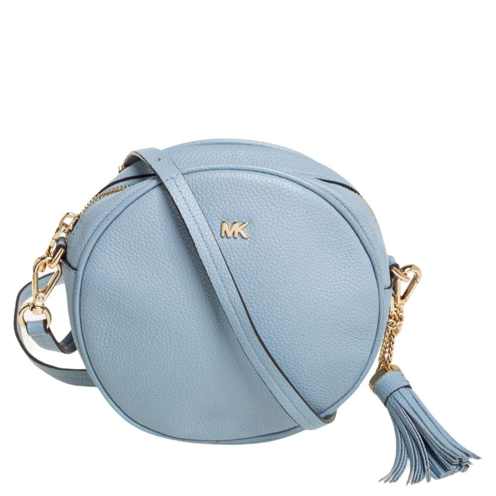 Pre Owned Michael Kors Blue Leather Round Crossbody Bag