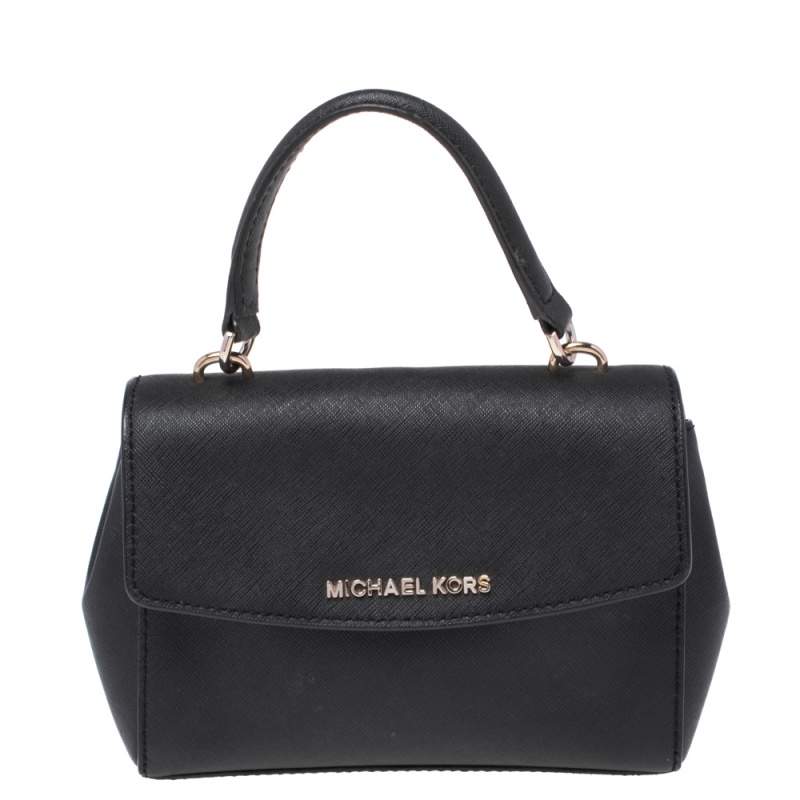 Pre Owned Michael Kors Black Leather Extra Small Ava Crossbody Bag 