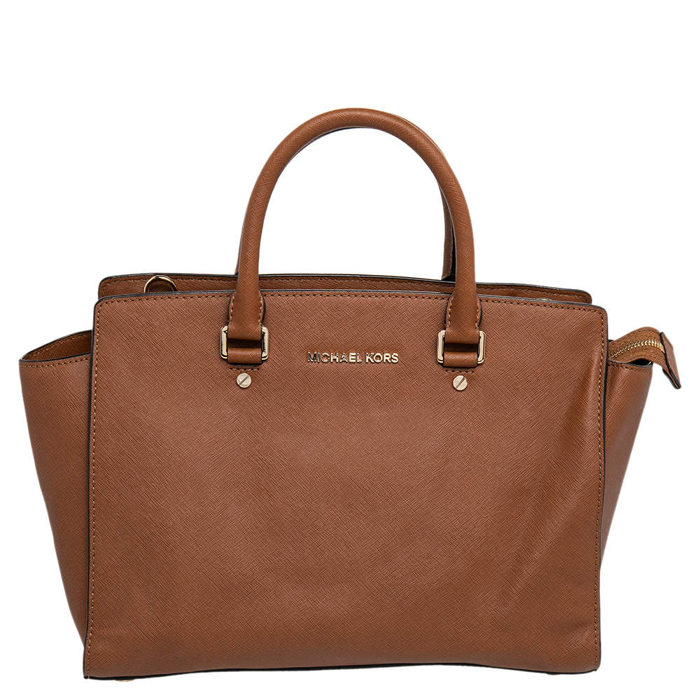 Pre Owned MICHAEL Michael Kors Brown Leather Large Selma Satchel