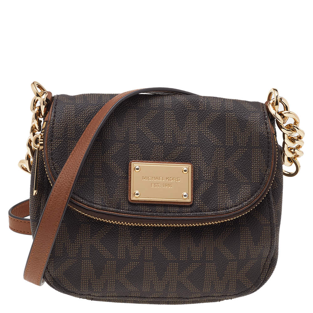 Michael Kors Large Signature Monogram Speedy Bag Brown - $247