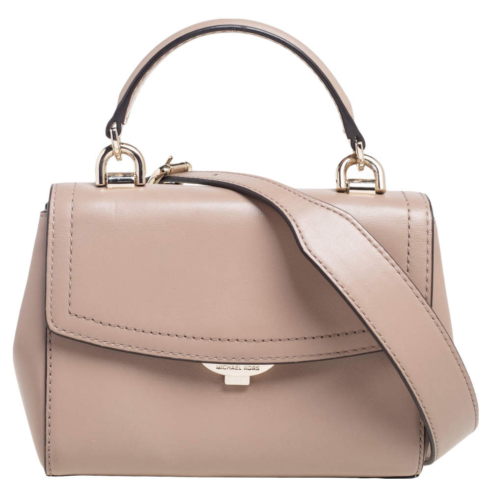 Michael Kors Beige Leather Ava Top Handle Bag