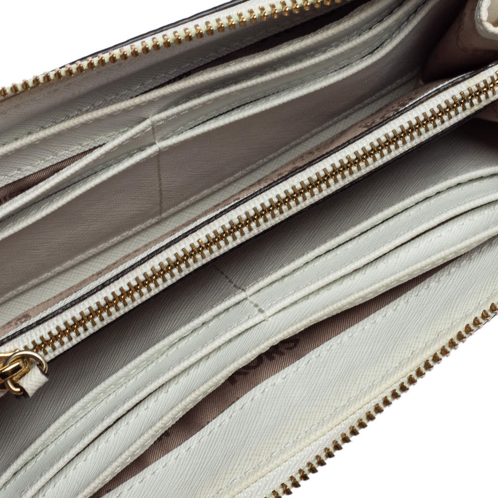 Michael Kors Off White Leather Zip Continental Wallet Michael Kors TLC