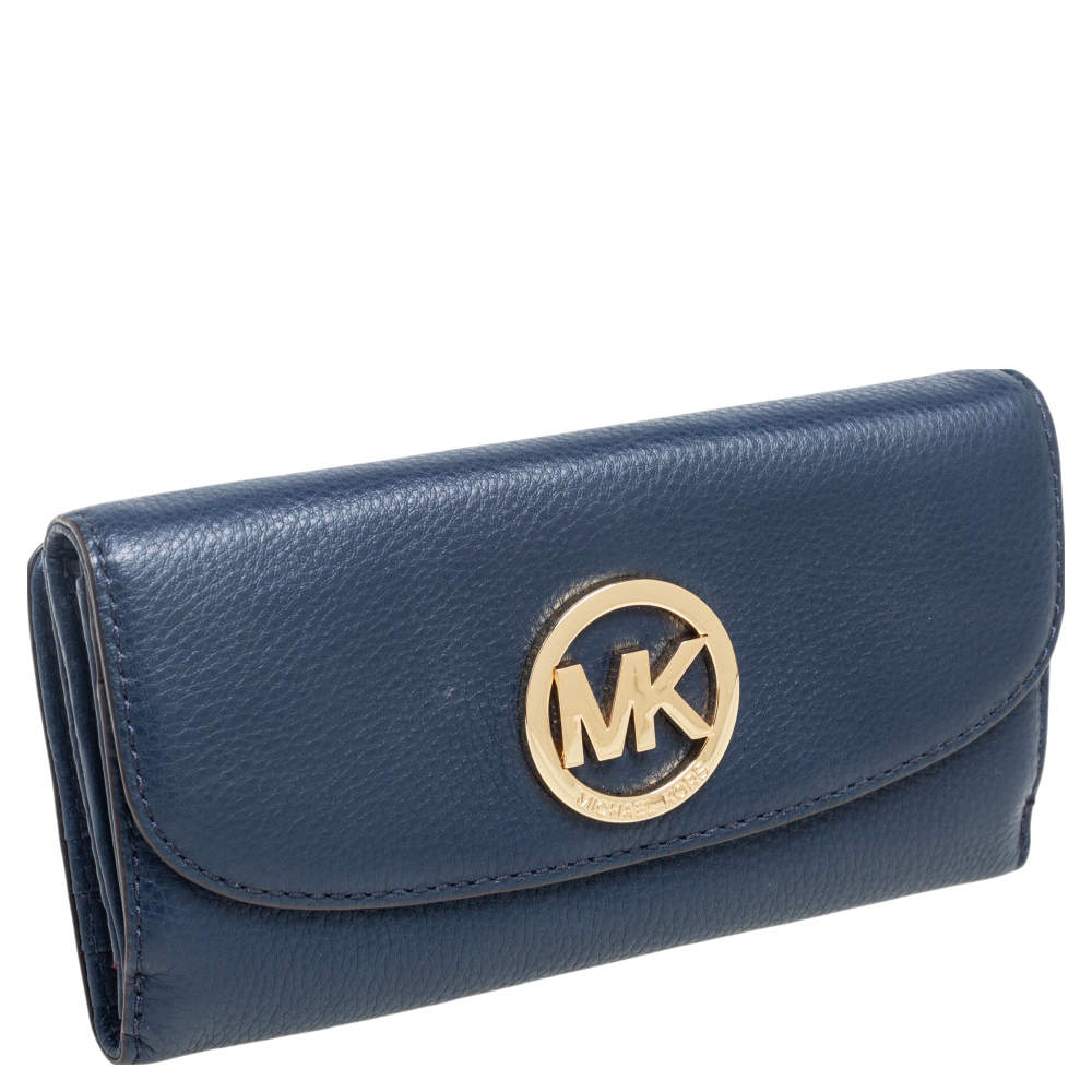 Michael Kors Navy Blue Leather Flap Continental Wallet Michael Kors | TLC