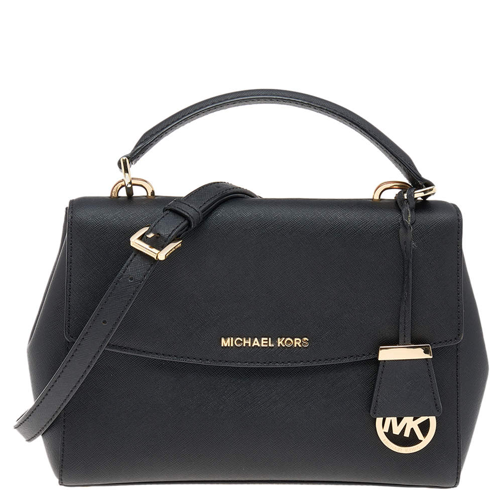 Pre Owned Michael Kors Black Leather Small Ava Top Handle Bag