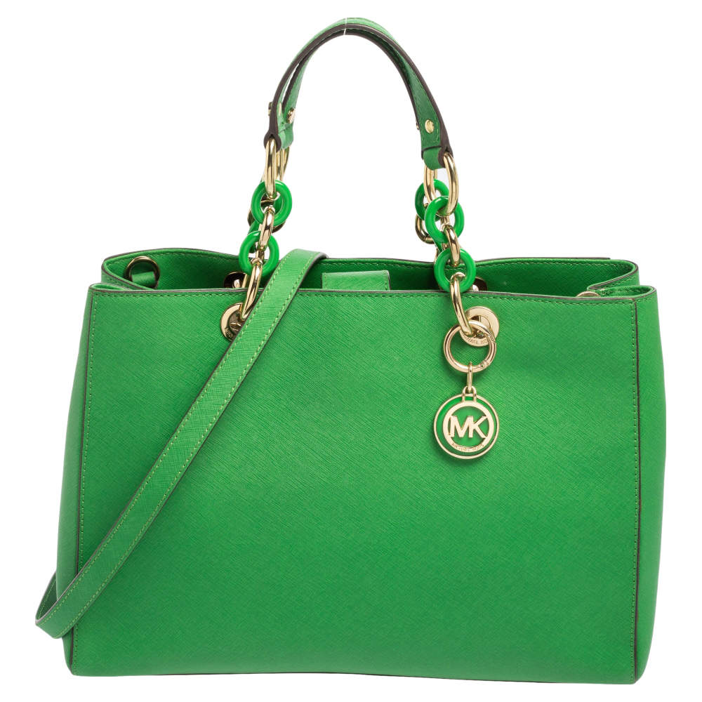 Pre Owned حقيبة يد توتس مايكل مايكل كورس سينثيا جلد سافيانو أخضر
