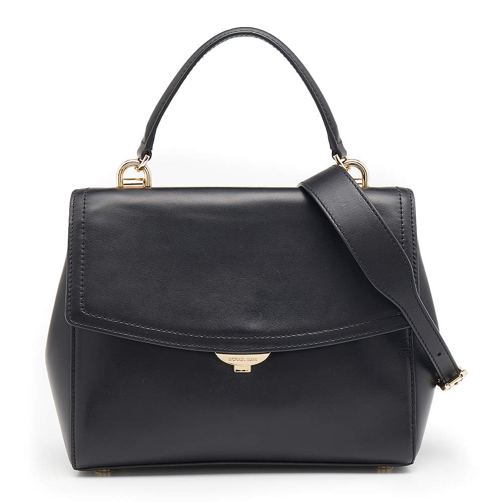 Pre Owned Michael Kors Black Leather Ava Top Handle Bag