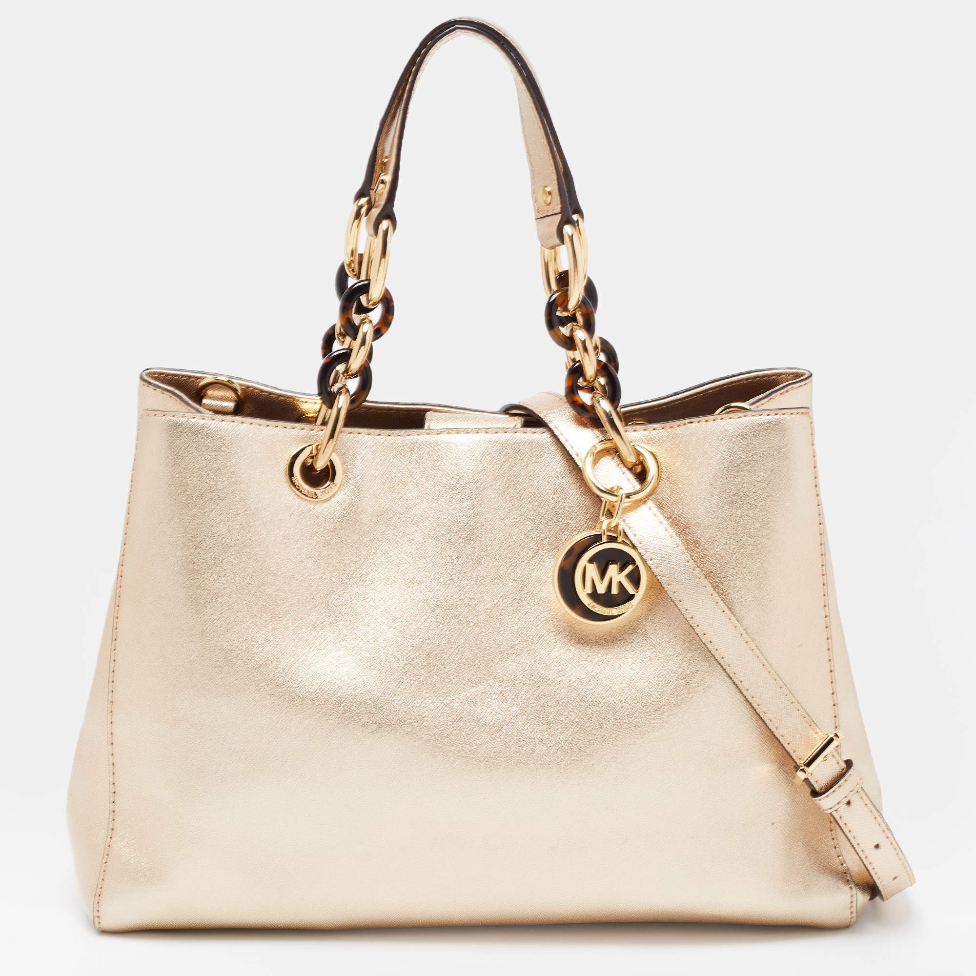 مملوكة مسبقًا MICHAEL Michael Kors Metallic Gold Leather Medium Cynthia Tote