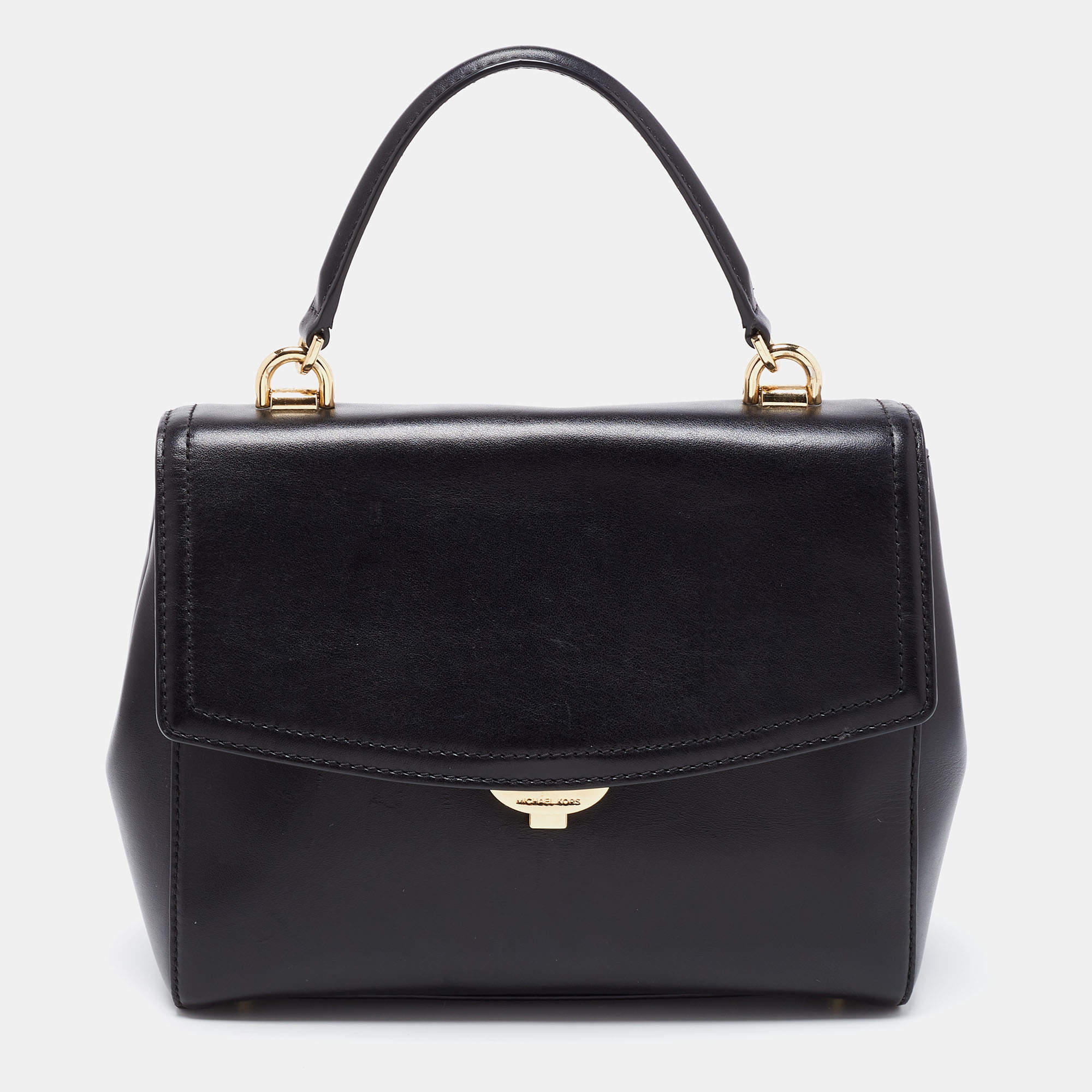 Pre Owned Michael Kors Black Leather Ava Top Handle Bag