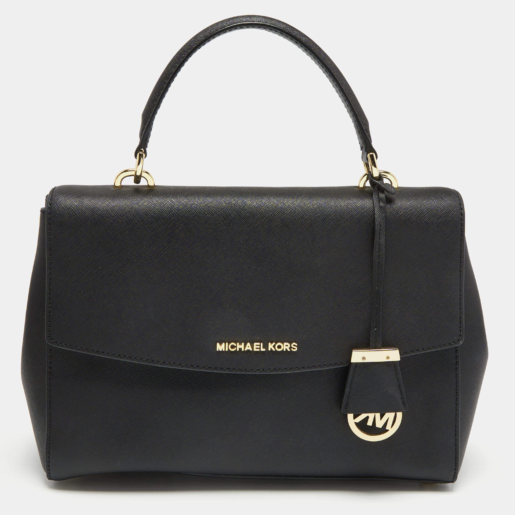 Pre Owned Michael Kors Black Leather Small Ava Top Handle Bag