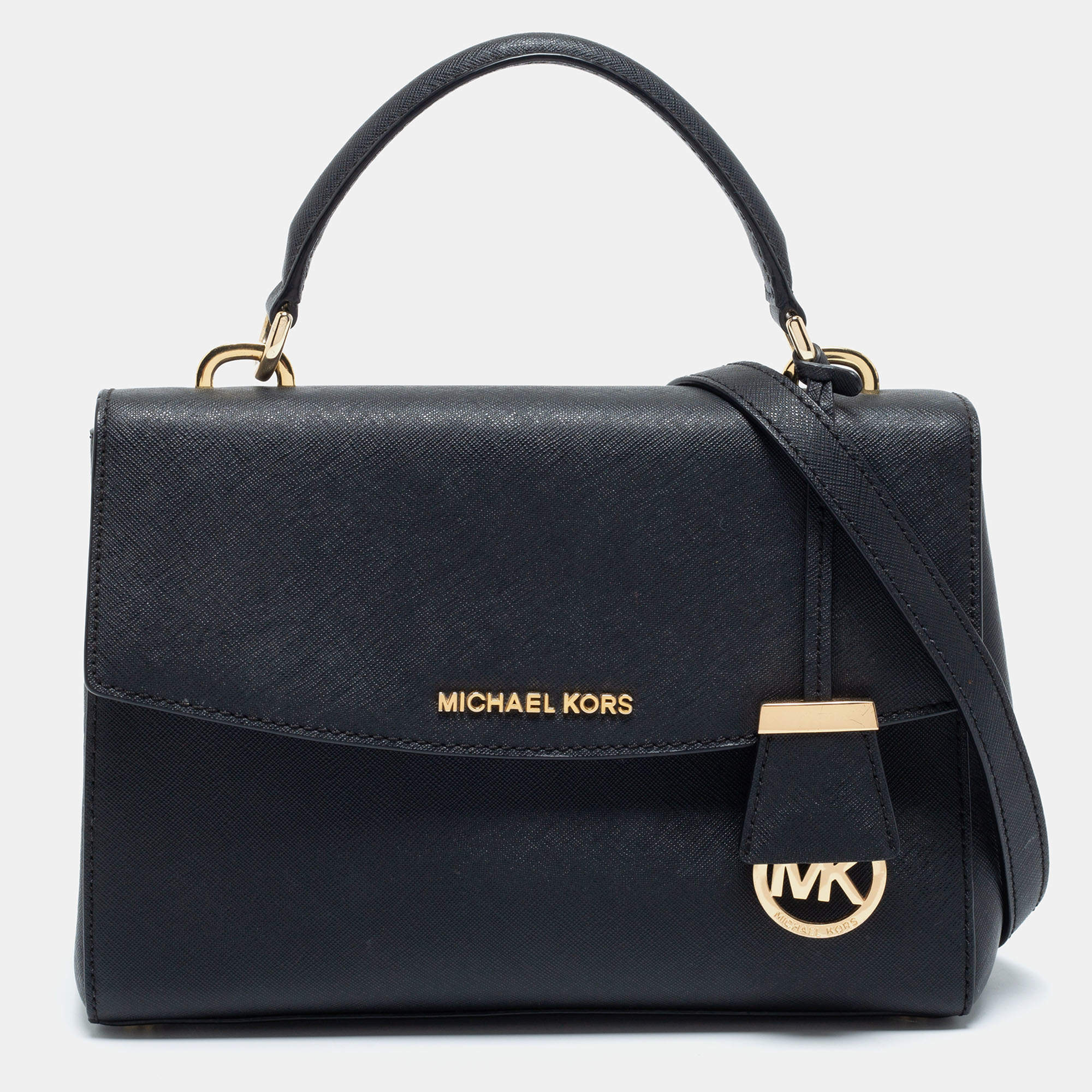 Pre Owned Michael Kors Black Leather Small Ava Top Handle Bag