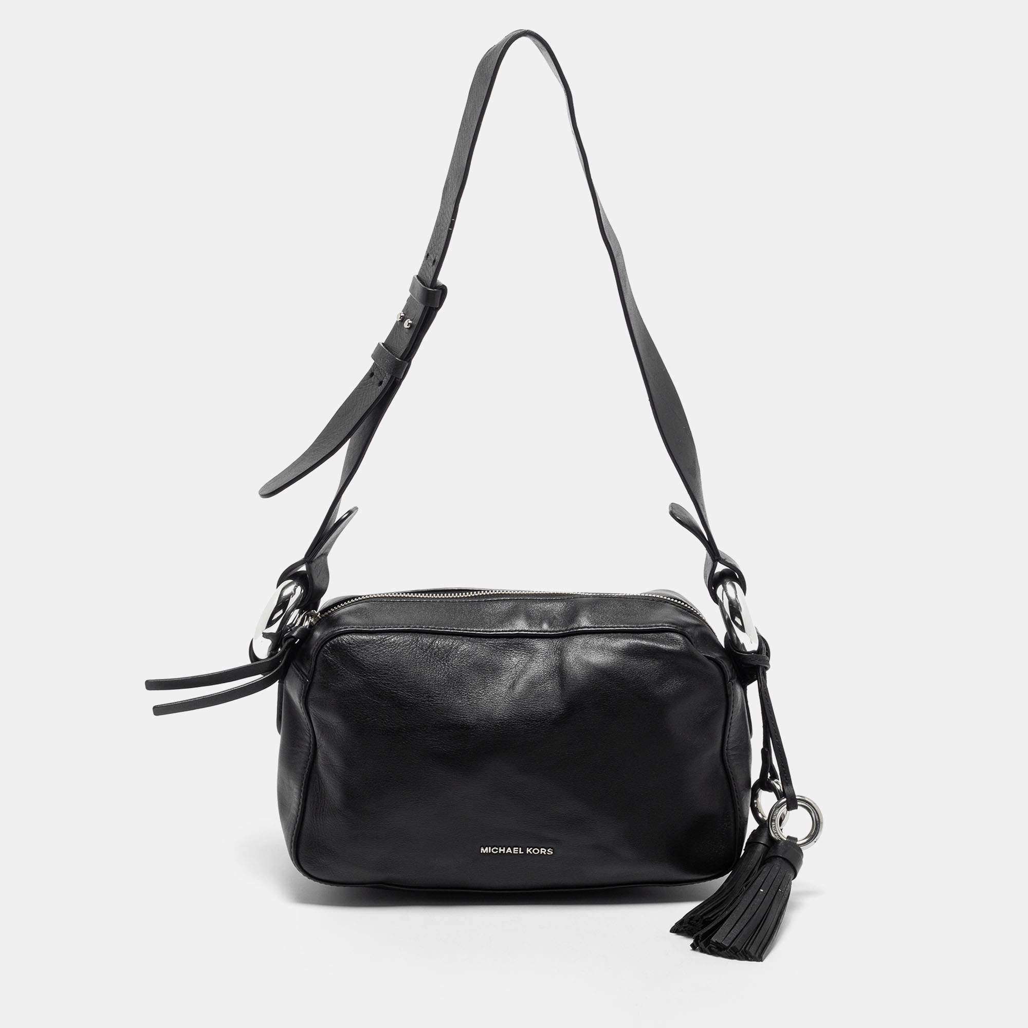 Pre Owned Michael Kors Black Leather Medium Grand Shoulder Bag