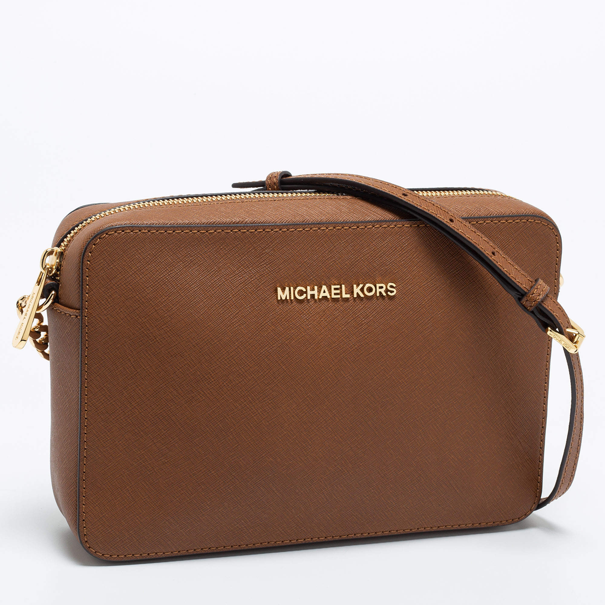 Michael Kors Brown Saffiano Leather Large Jet Set Crossbody Bag Michael Kors  | TLC