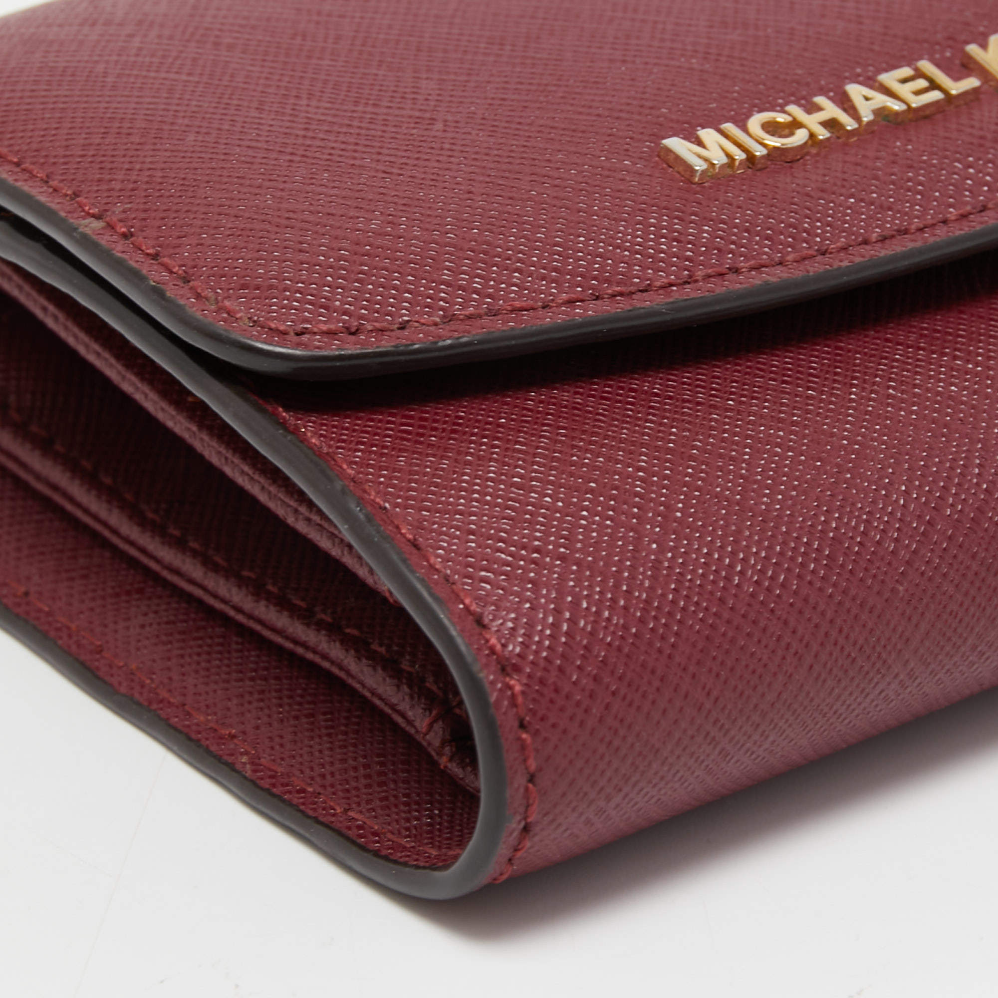 Jet set leather wallet Michael Kors Burgundy in Leather - 32285387