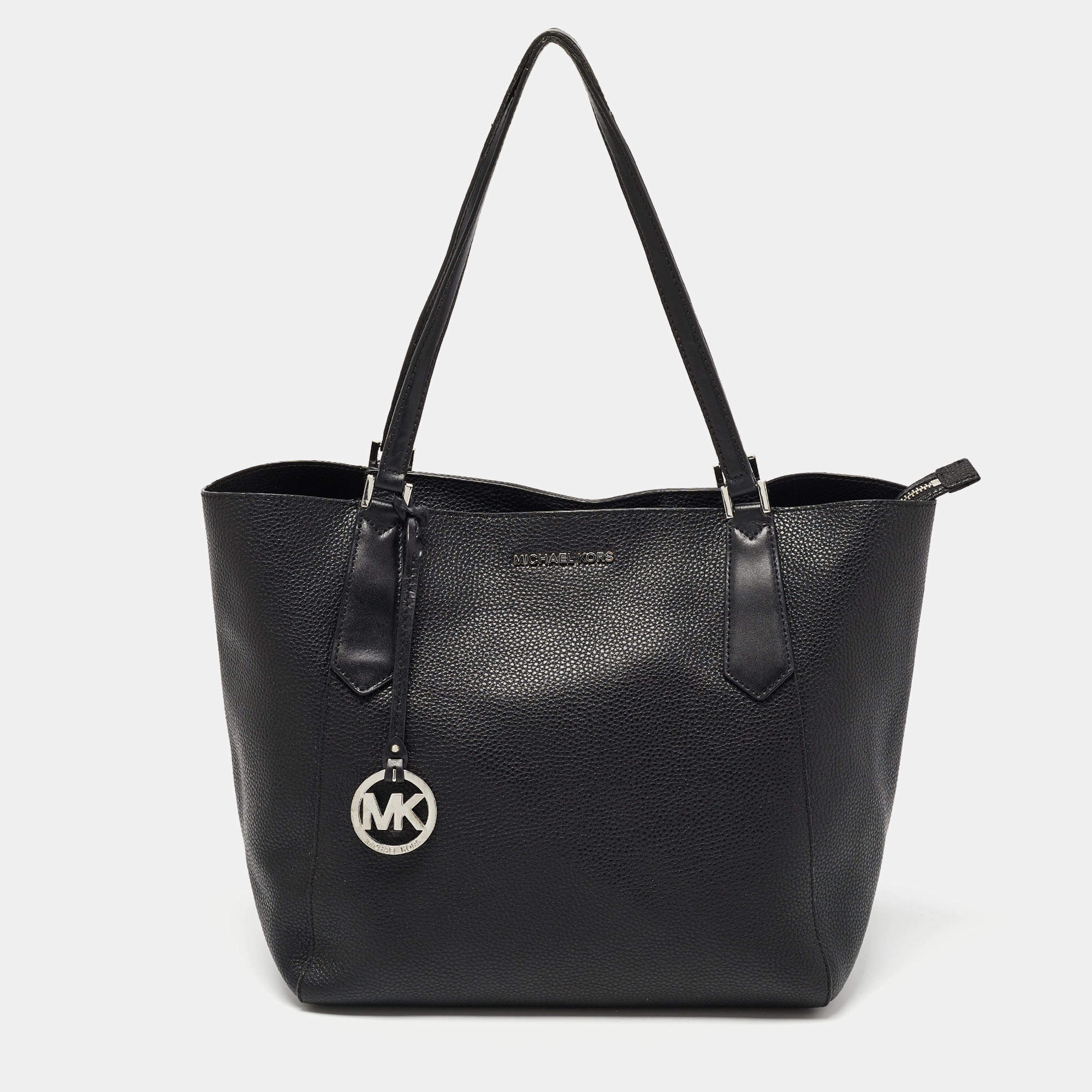 Pre Owned Michael Kors Black Grain Leather Kimberly Tote