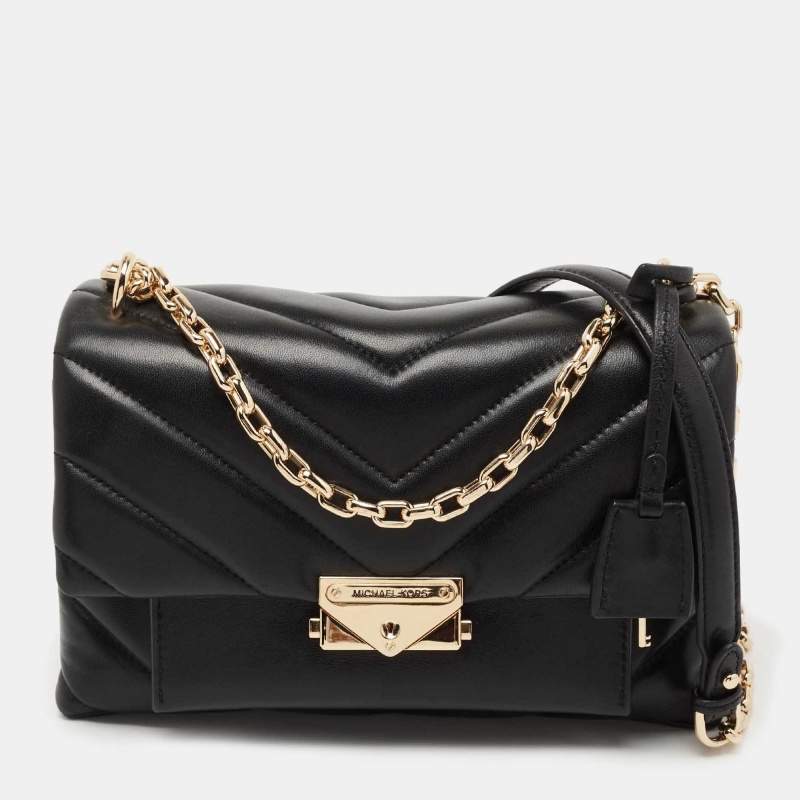 Pre Owned Michael Kors Black Quilted Leather Medium Cece Shoulder Bag