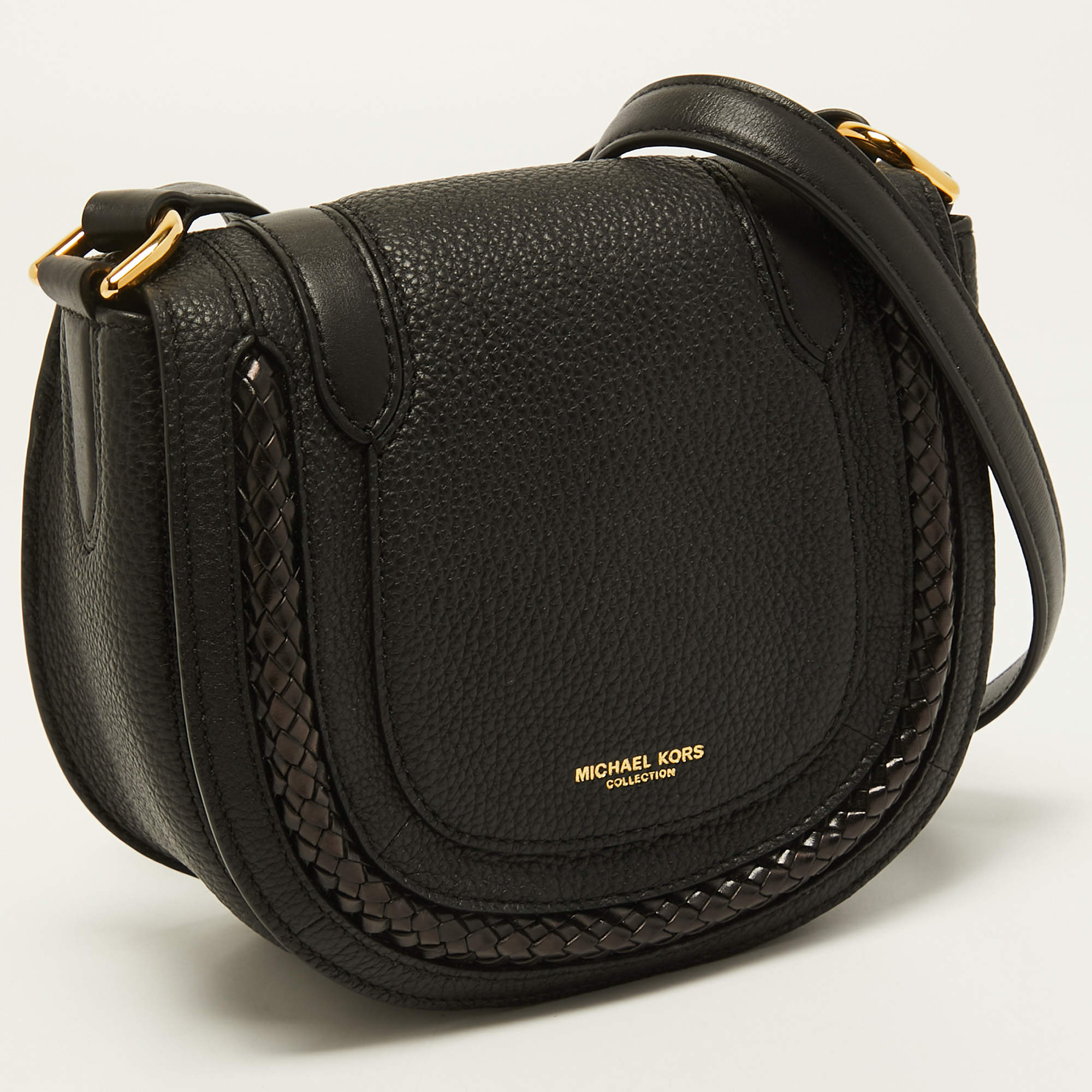 Michael Kors Collection Black Leather Saddle Crossbody Bag Michael Kors |  TLC