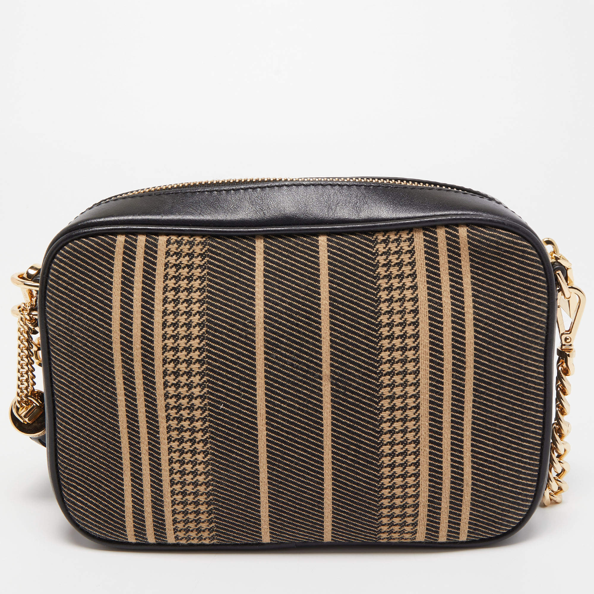 Michael Kors Black/Beige Canvas and Leather Logo Striped Crossbody Bag Michael  Kors | TLC