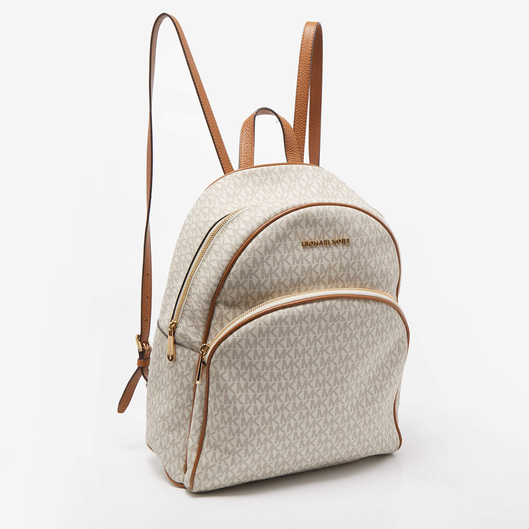 Cerebro Mierda Residencia Michael Kors Beige/Tan Signature Coated Canvas and Leather Abbey Backpack Michael  Kors | TLC