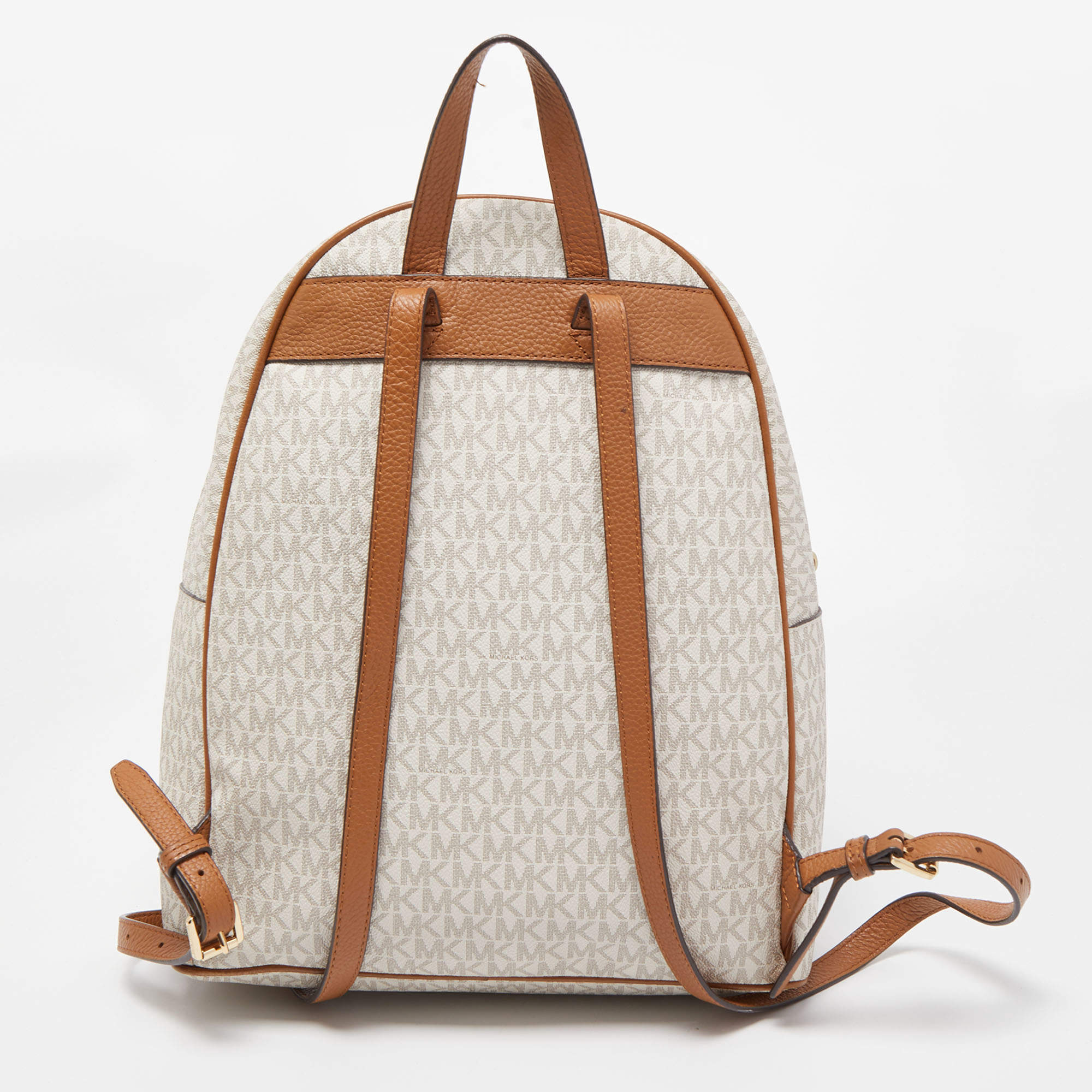 Michael Kors White Signature Coated Canvas and Leather Large Abbey Backpack  Michael Kors | The Luxury Closet