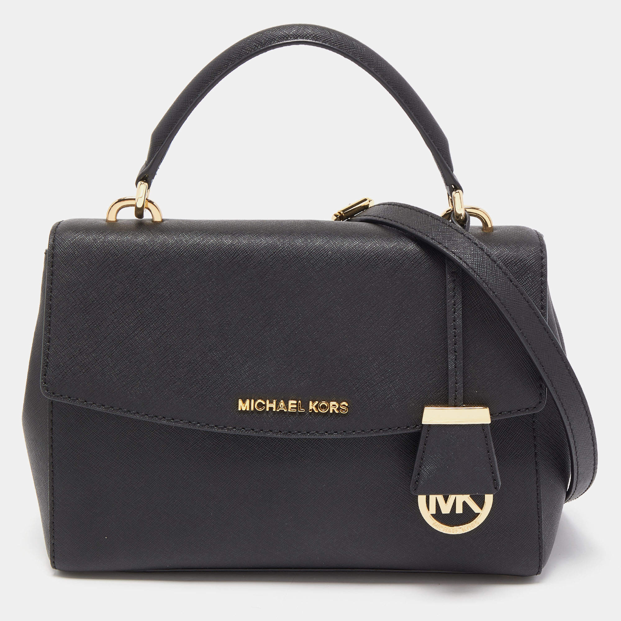 Pre Owned Michael Kors Black Leather Small Ava Top Handle Bag