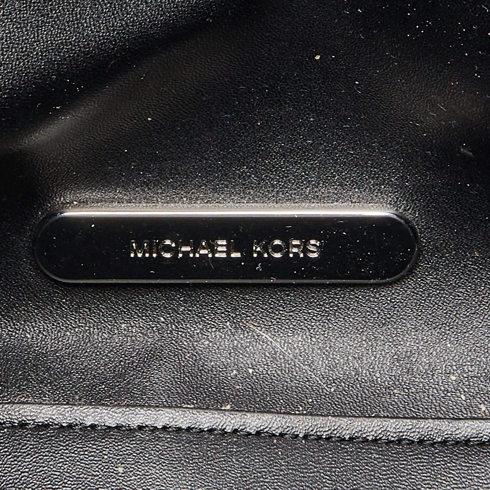Michael Kors Black/Grey Signature Canvas Suri Drawstring Bucket Bag