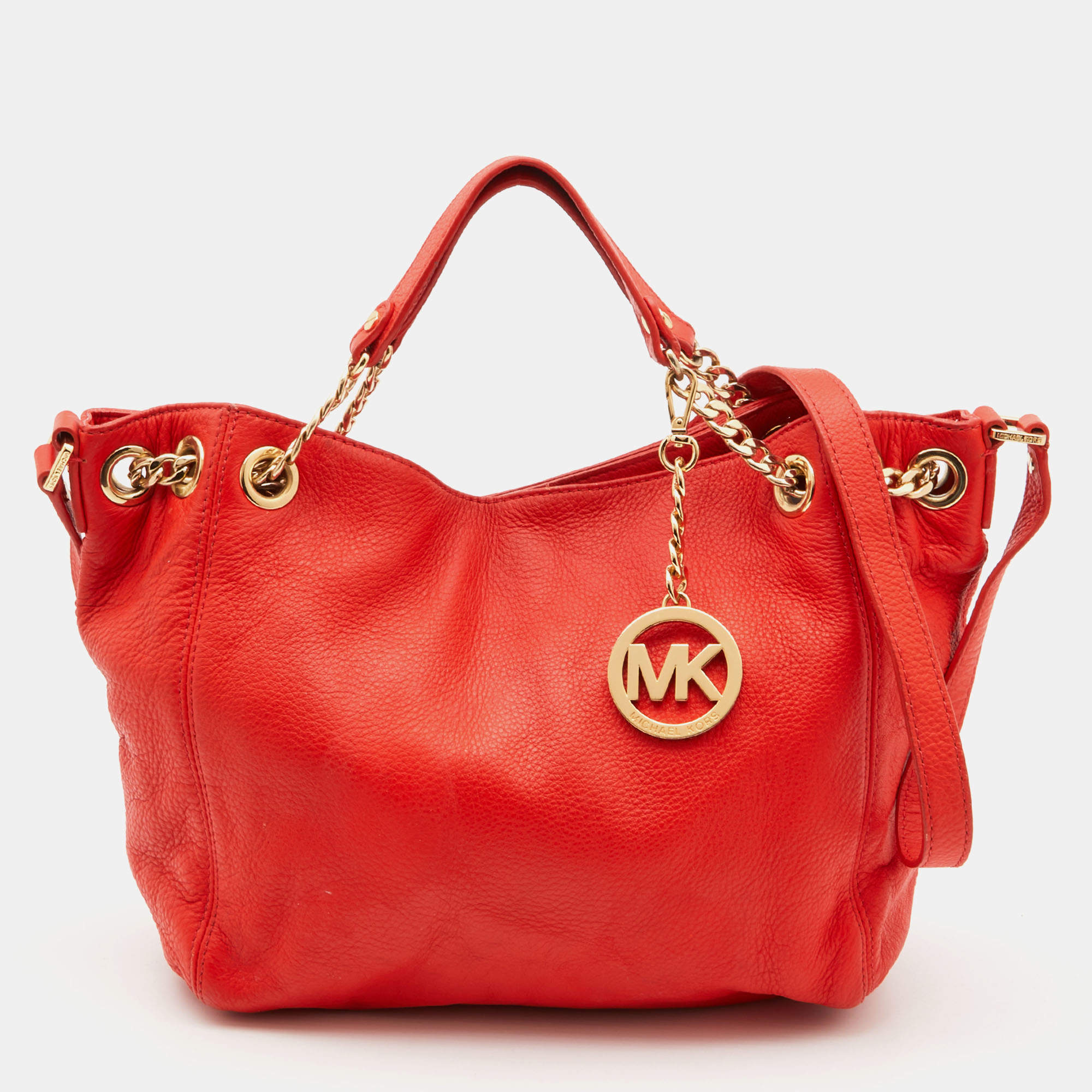 Michael Kors Orange Leather Chain Hobo