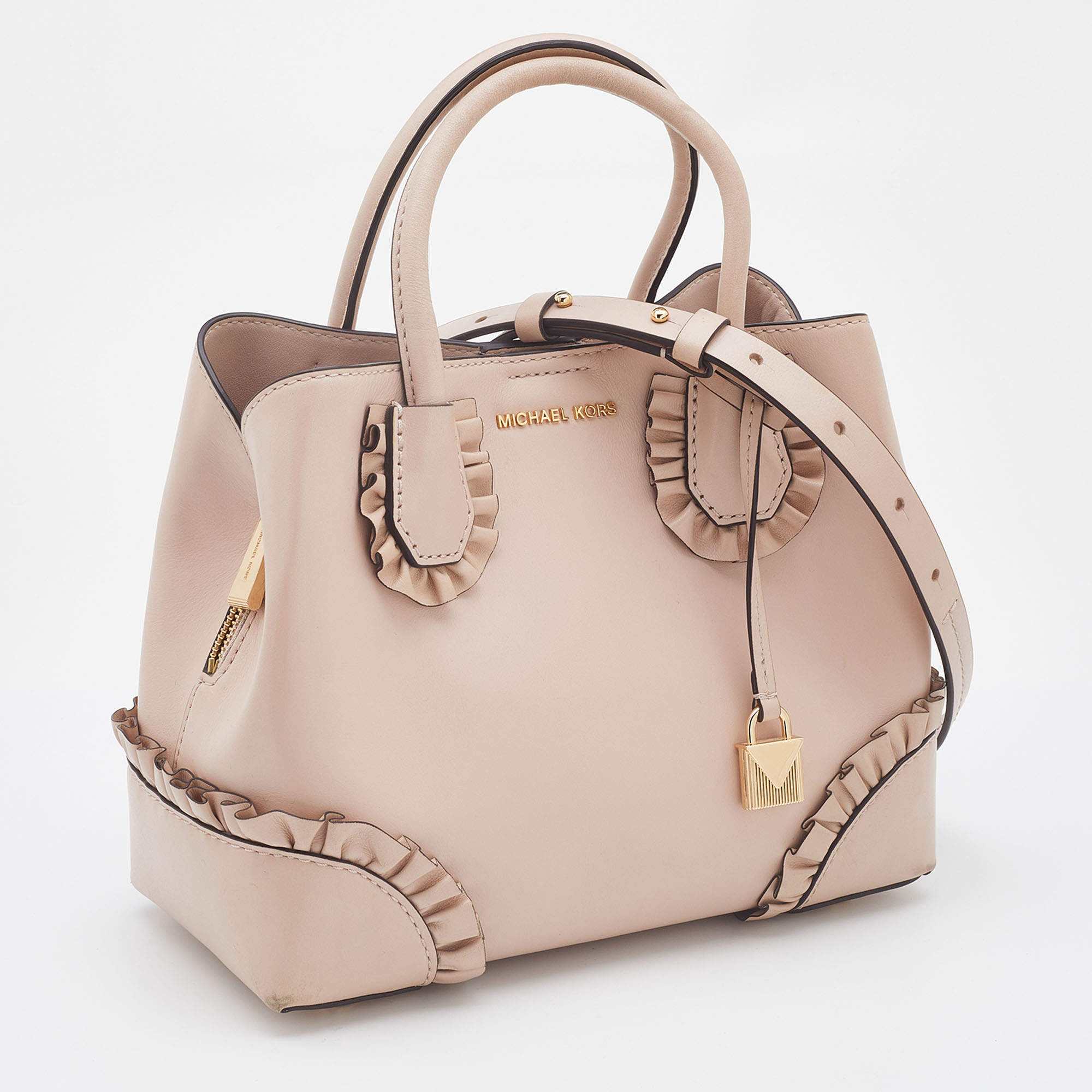 Michael Kors Pink Ruffled Leather Small Mercer Gallery Tote Michael Kors |  The Luxury Closet