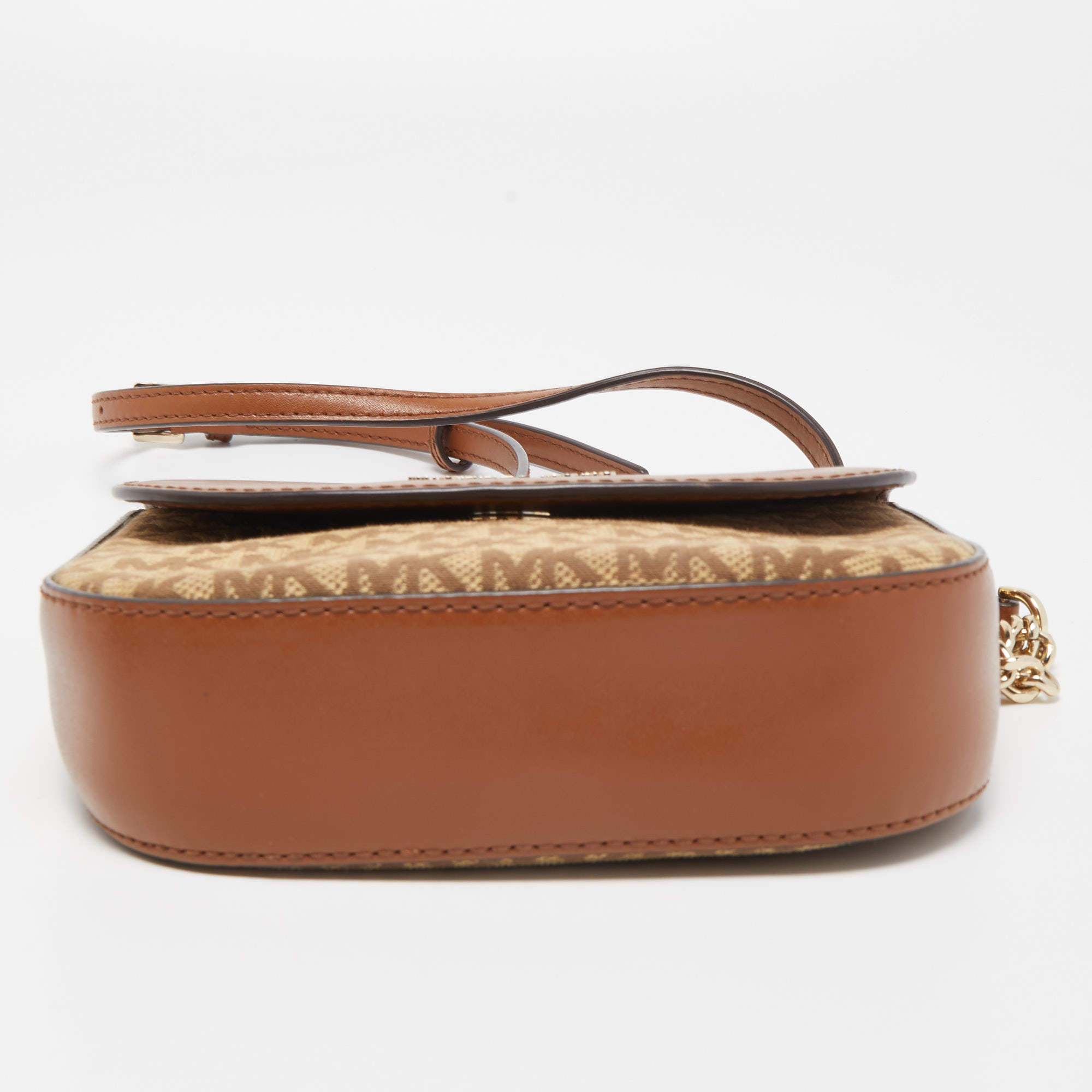 Michael Kors Brown/Beige Signature Canvas and Faux Leather Dome