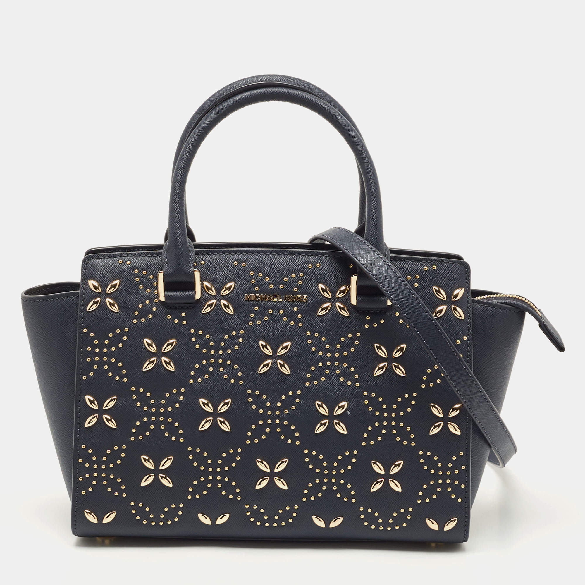 مملوكة مسبقًا Michael Kors Navy Blue Saffiano Leather Medium Selma Tote
