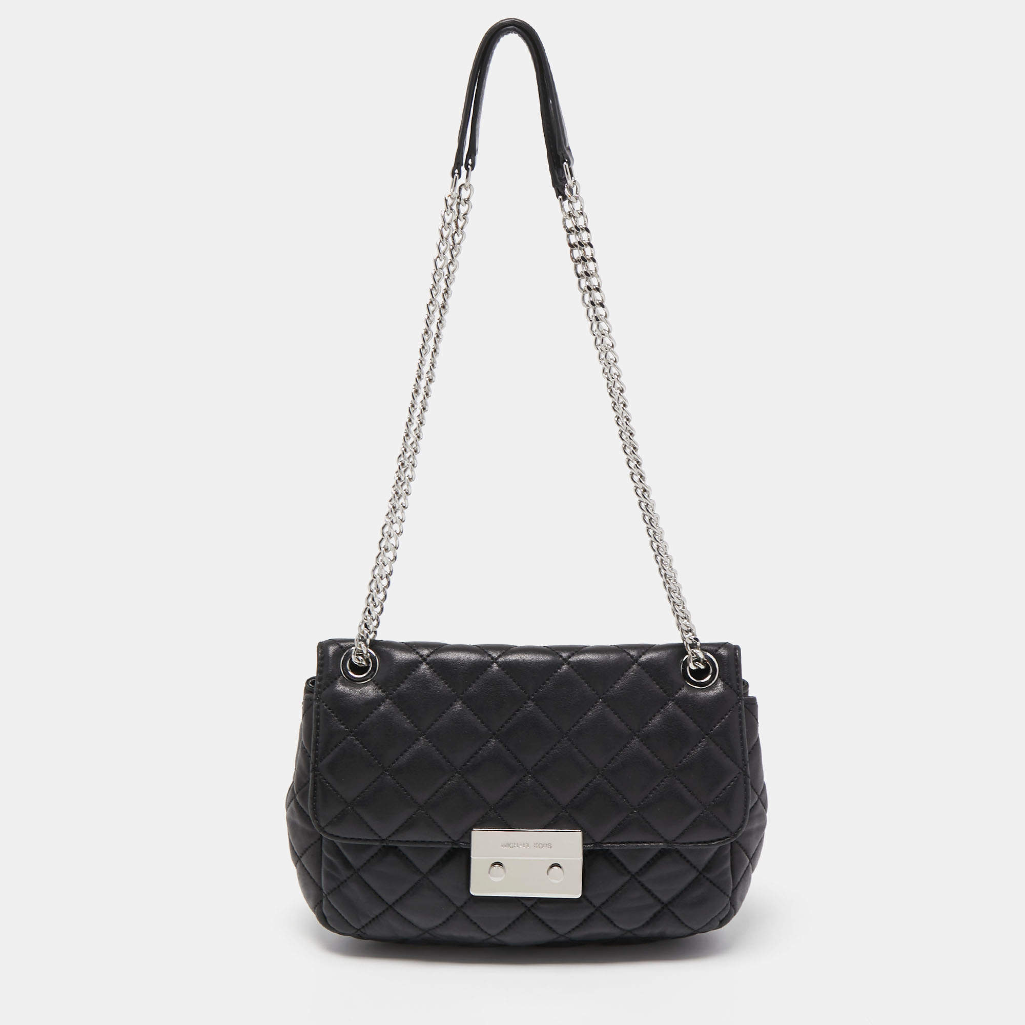 Pre Owned Michael Kors Black Quilted Leather Large Sloan Chain Shoulder Bag