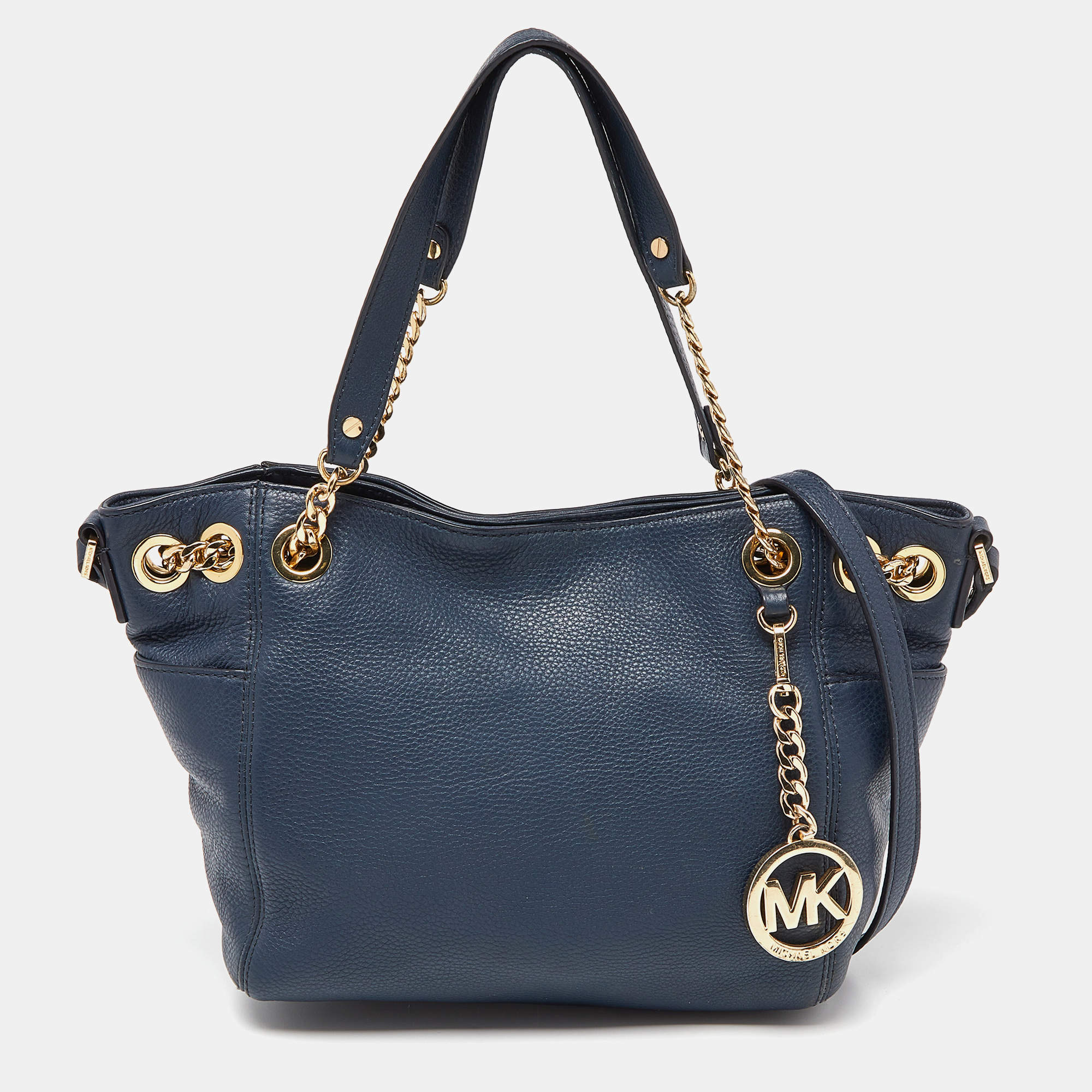 Pre Owned MICHAEL Michael Kors Blue Leather Jet Set Chain Satchel