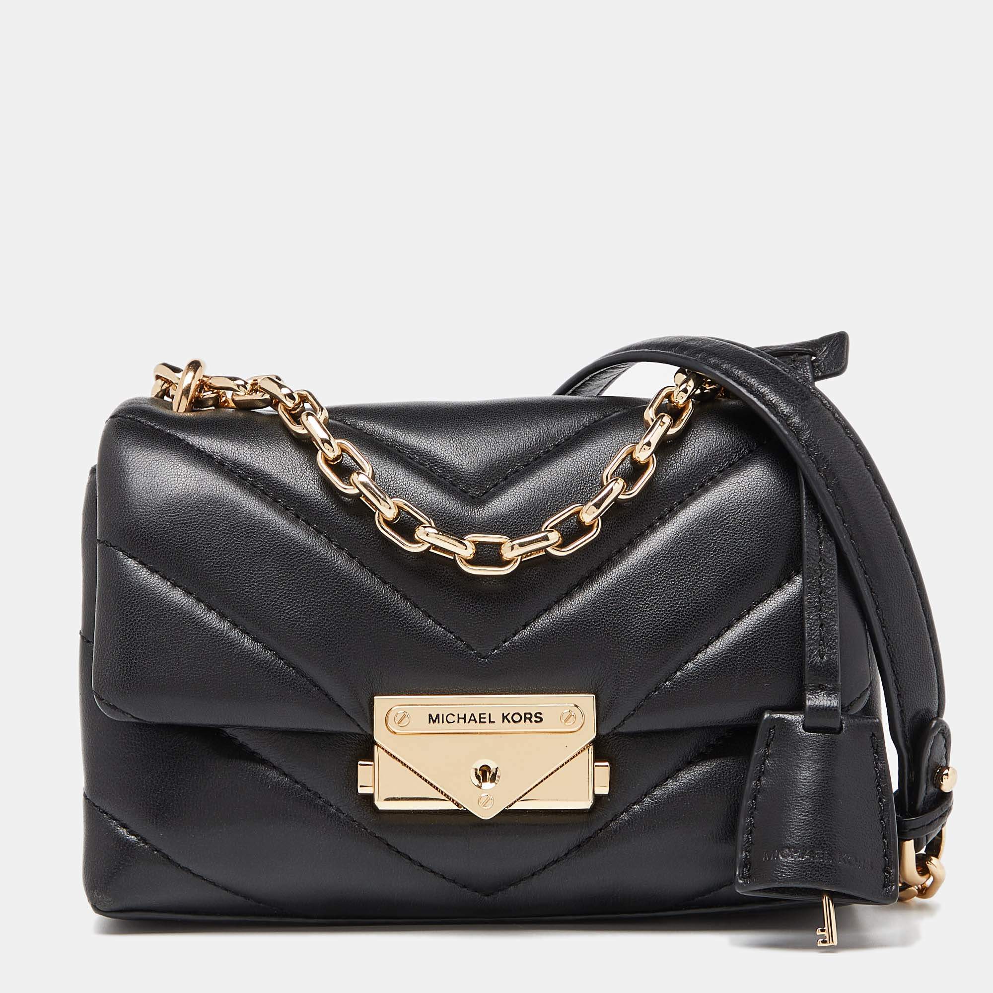 Pre Owned Michael Kors Black Quilted Leather Small Cece Shoulder Bag