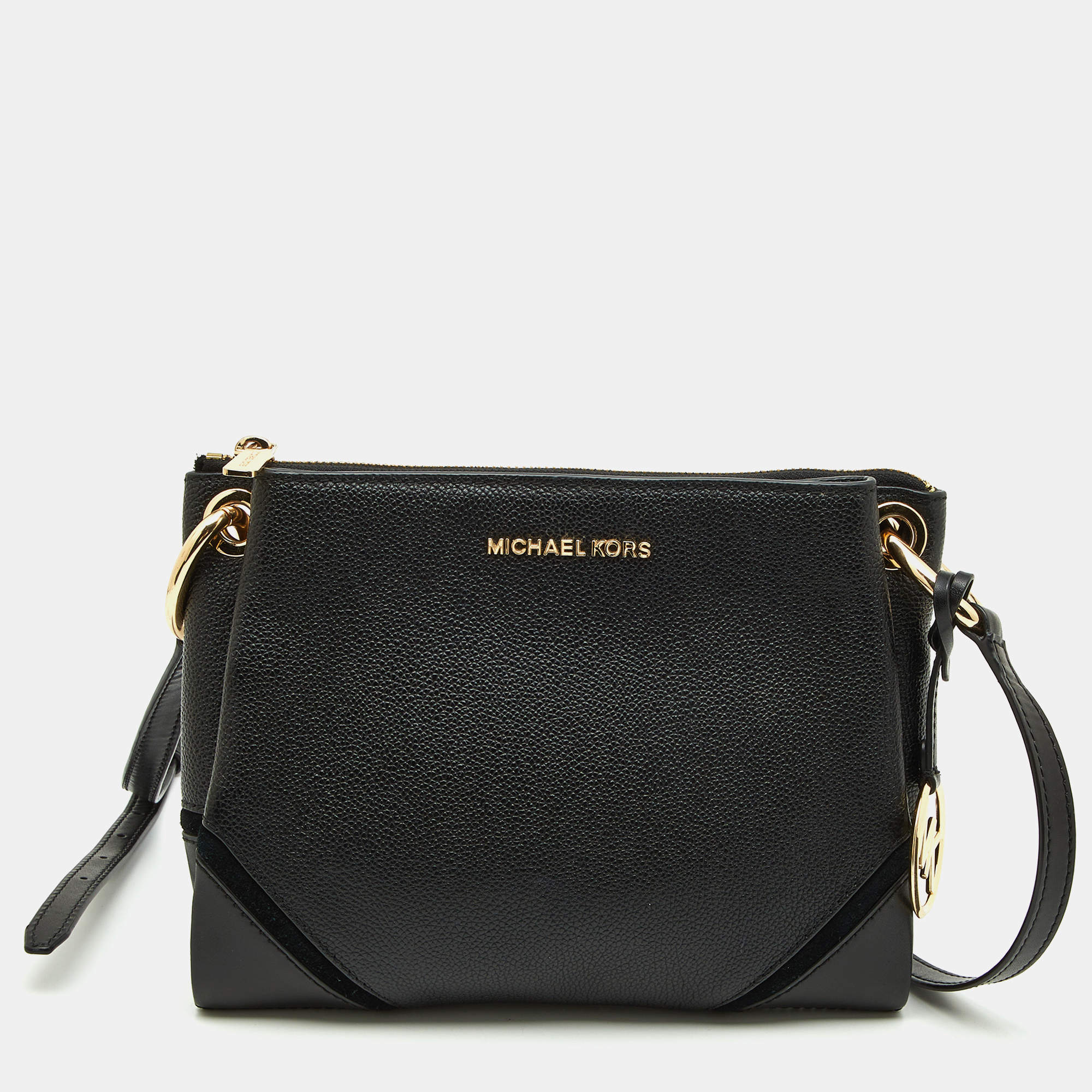 Pre Owned Michael Kors Black Leather Nicole Crossbody Bag