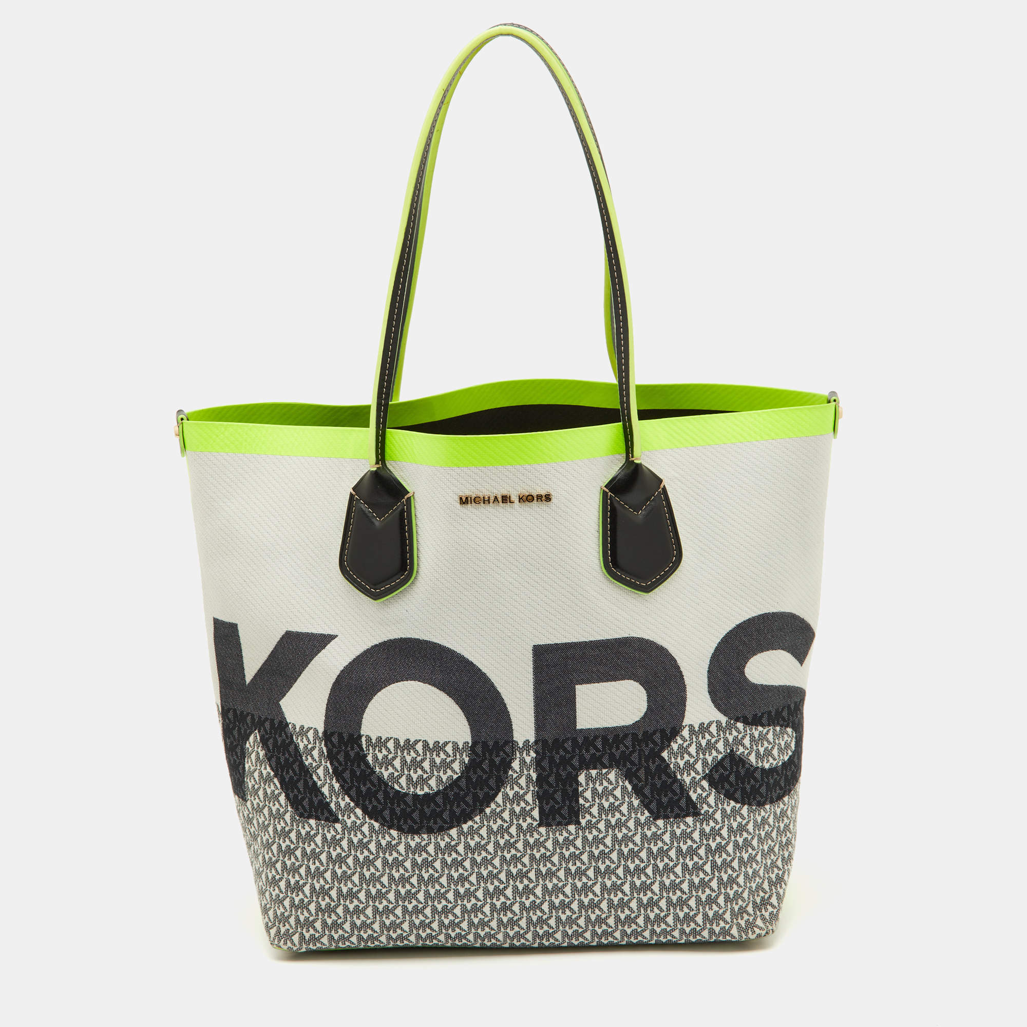 Pre Owned Michael Kors Multicolour Canvas and Leather Shopper Tote