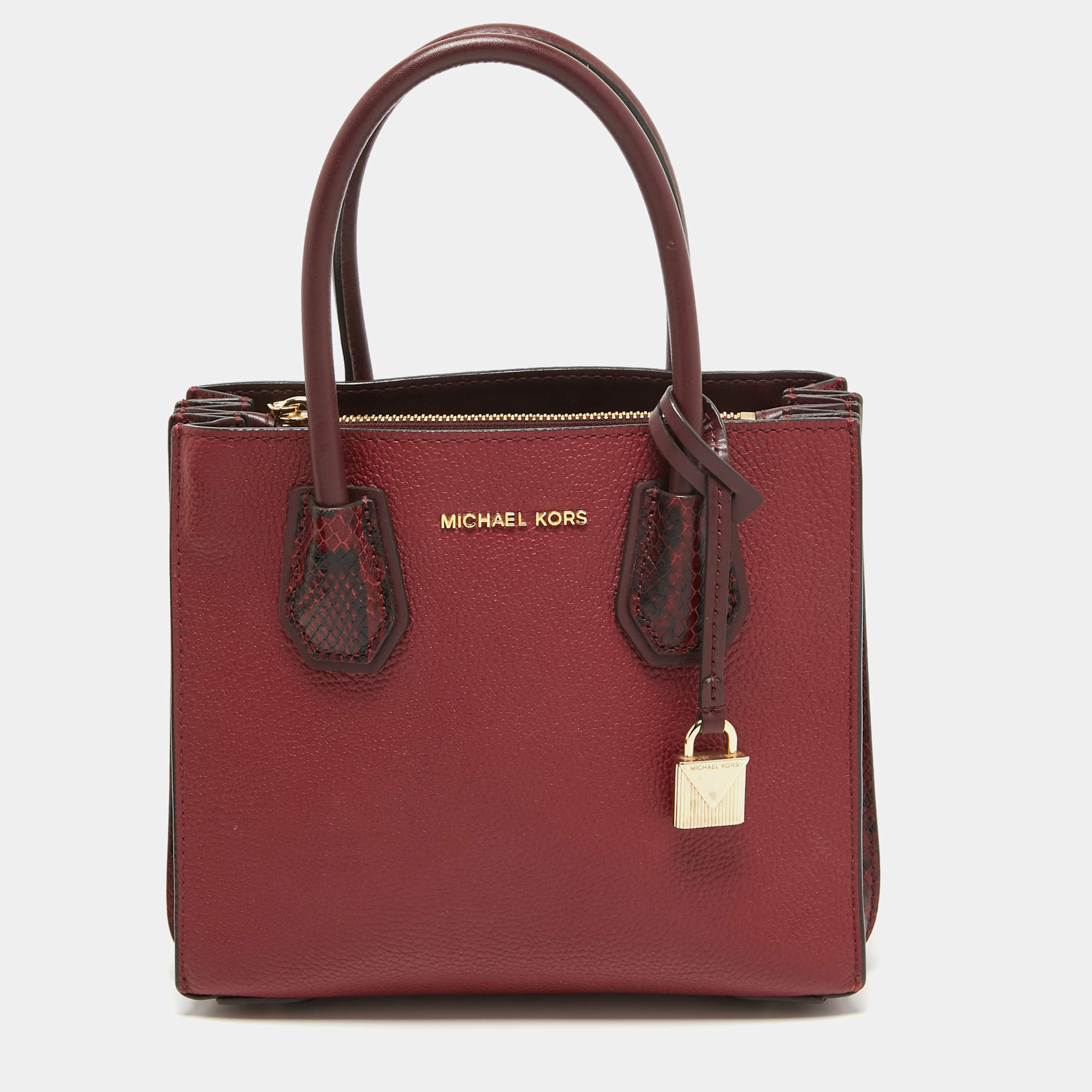 Michael Kors Red/Burgundy Leather Small Mercer Tote