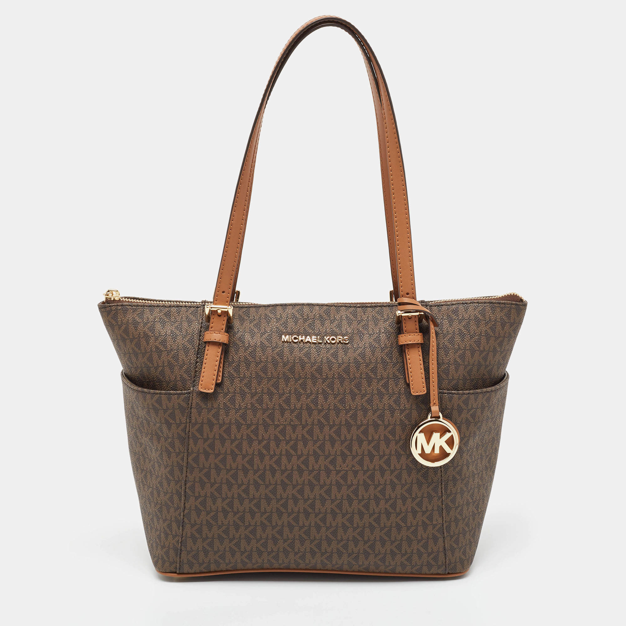 مملوكة مسبقًا Michael Kors Brown Canvas  Jet Set Tote