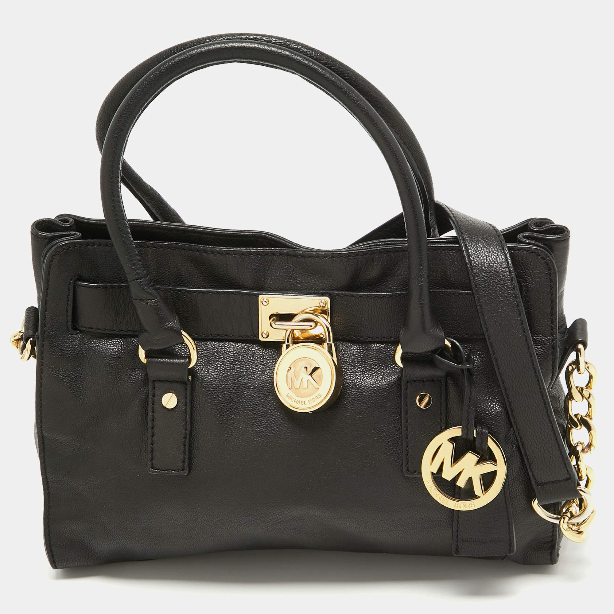مملوكة مسبقًا MICHAEL Michael Kors Black Saffiano Leather Hamilton East West Tote