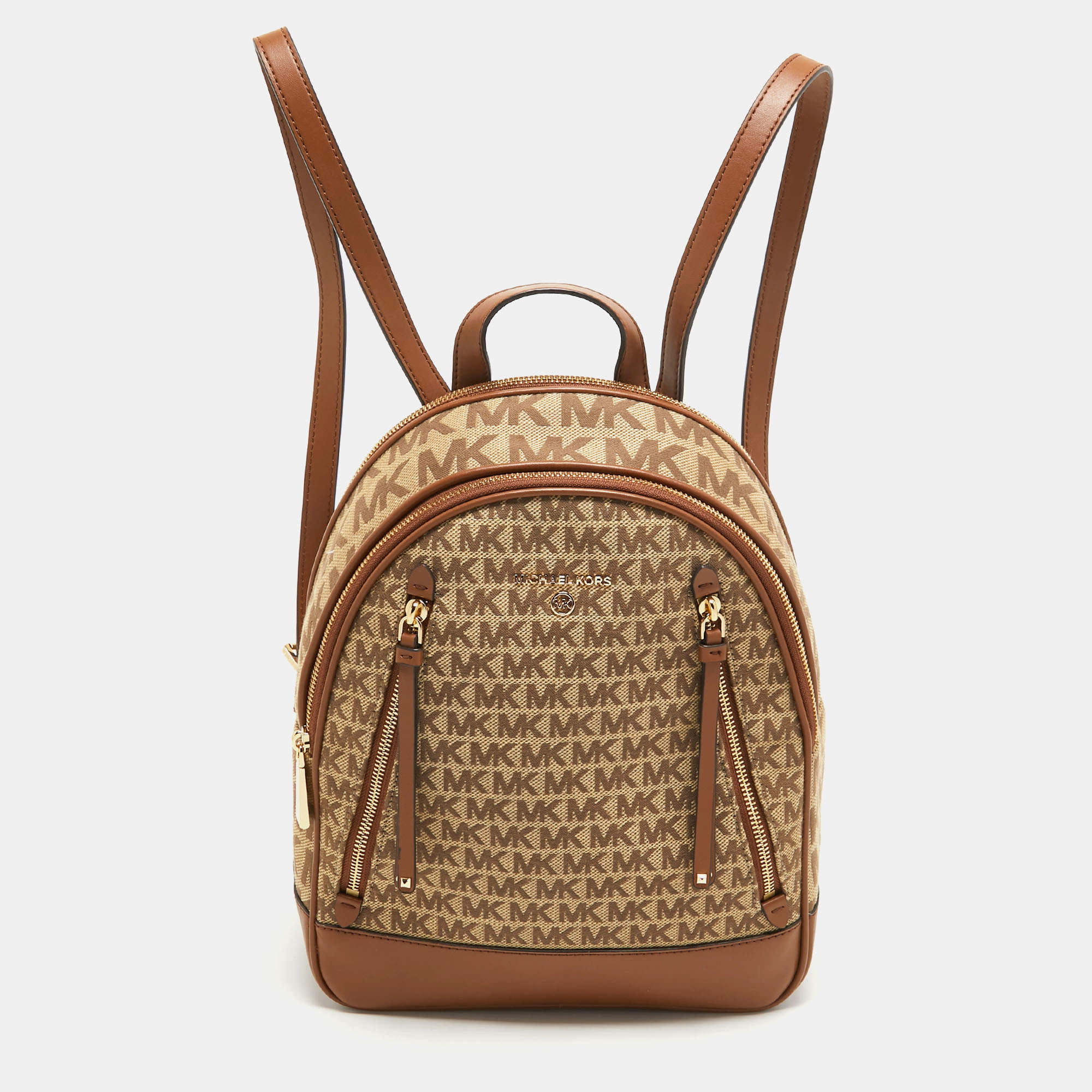 Michael Kors Beige/Tan Signature Canvas and Leather Backpack