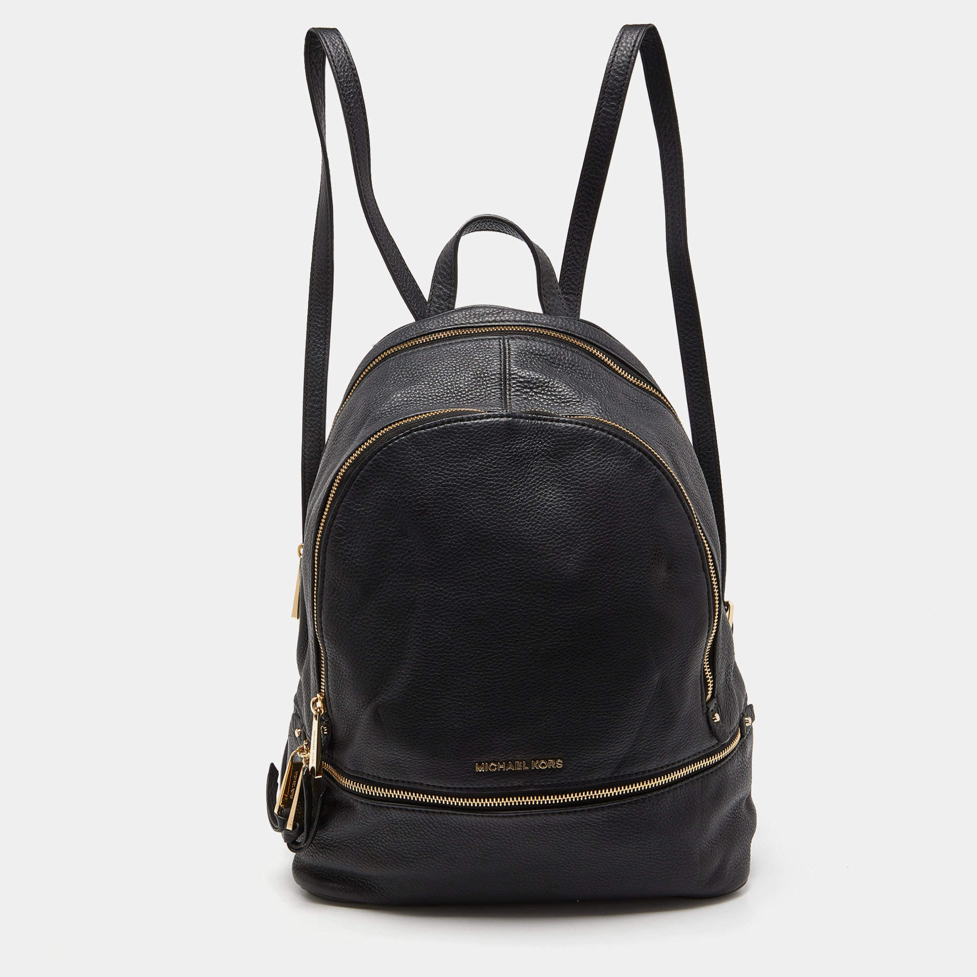 مملوكة مسبقًا Michael Kors Black Leather Rhea Backpack
