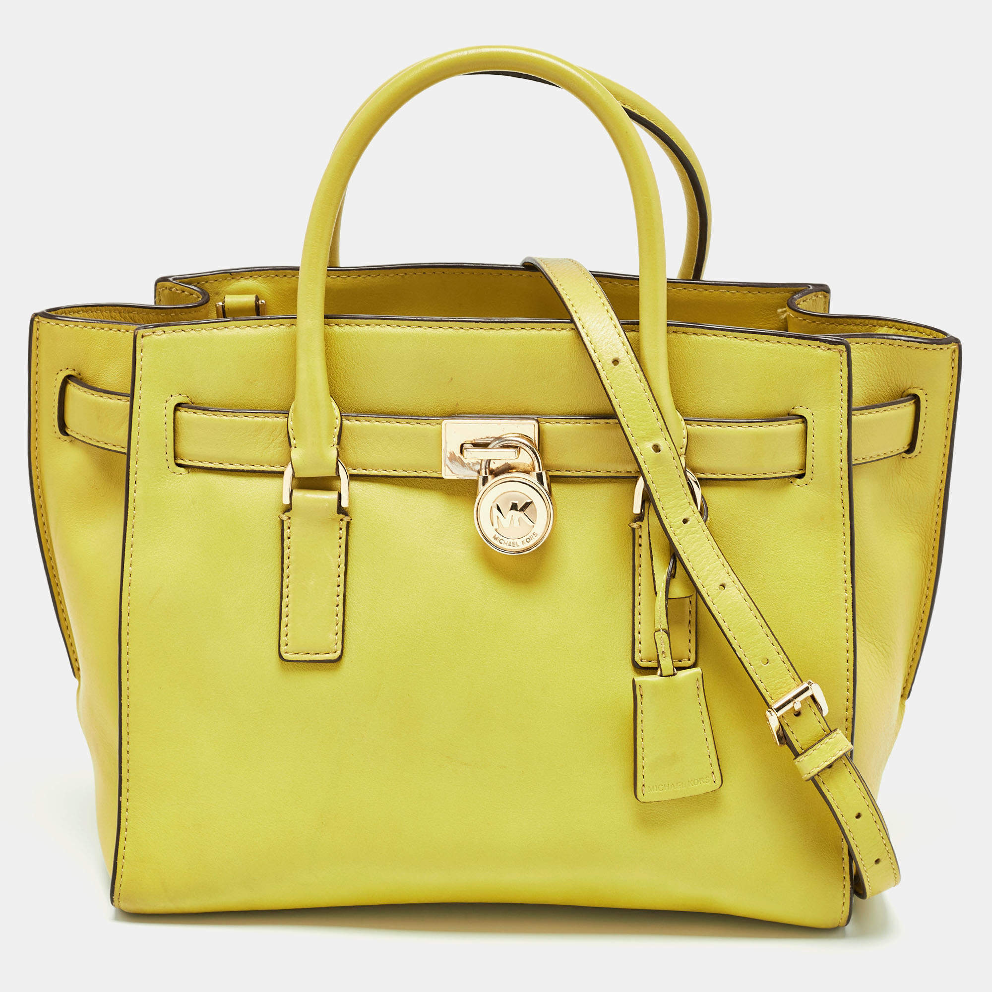 Michael Kors Lime Green Leather Hamilton Tote